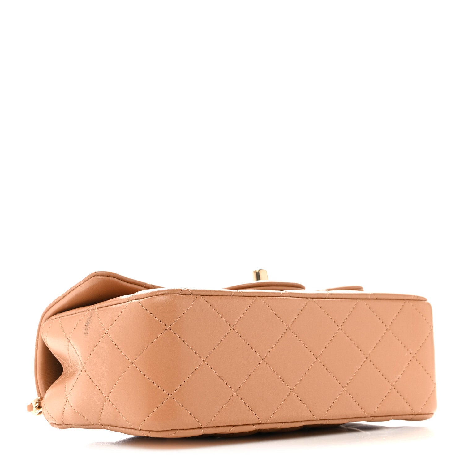 Lambskin Quilted Mini Top Handle Rectangular Flap Dark Beige
