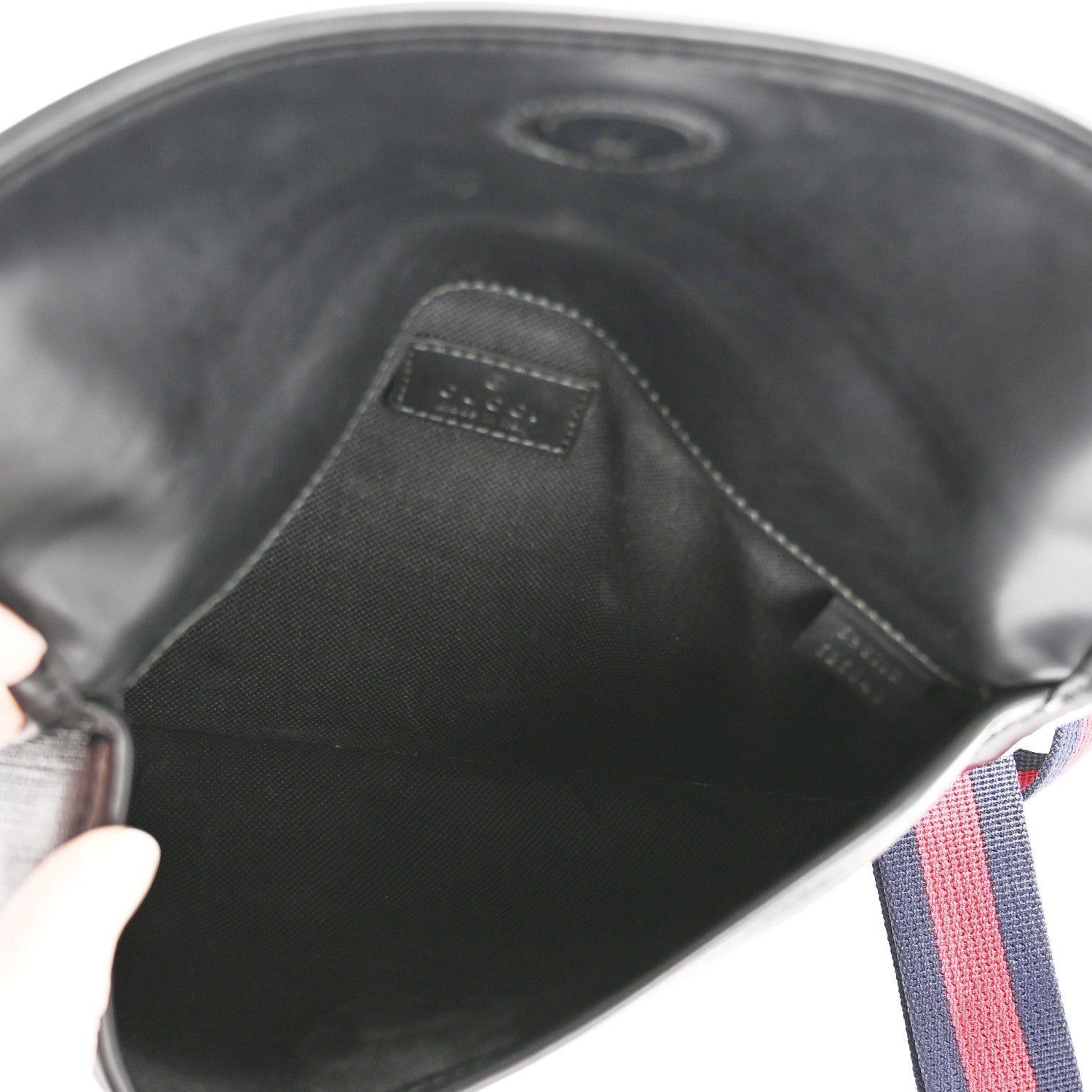 GG Supreme Monogram Web Slim Belt Bag Black Grey