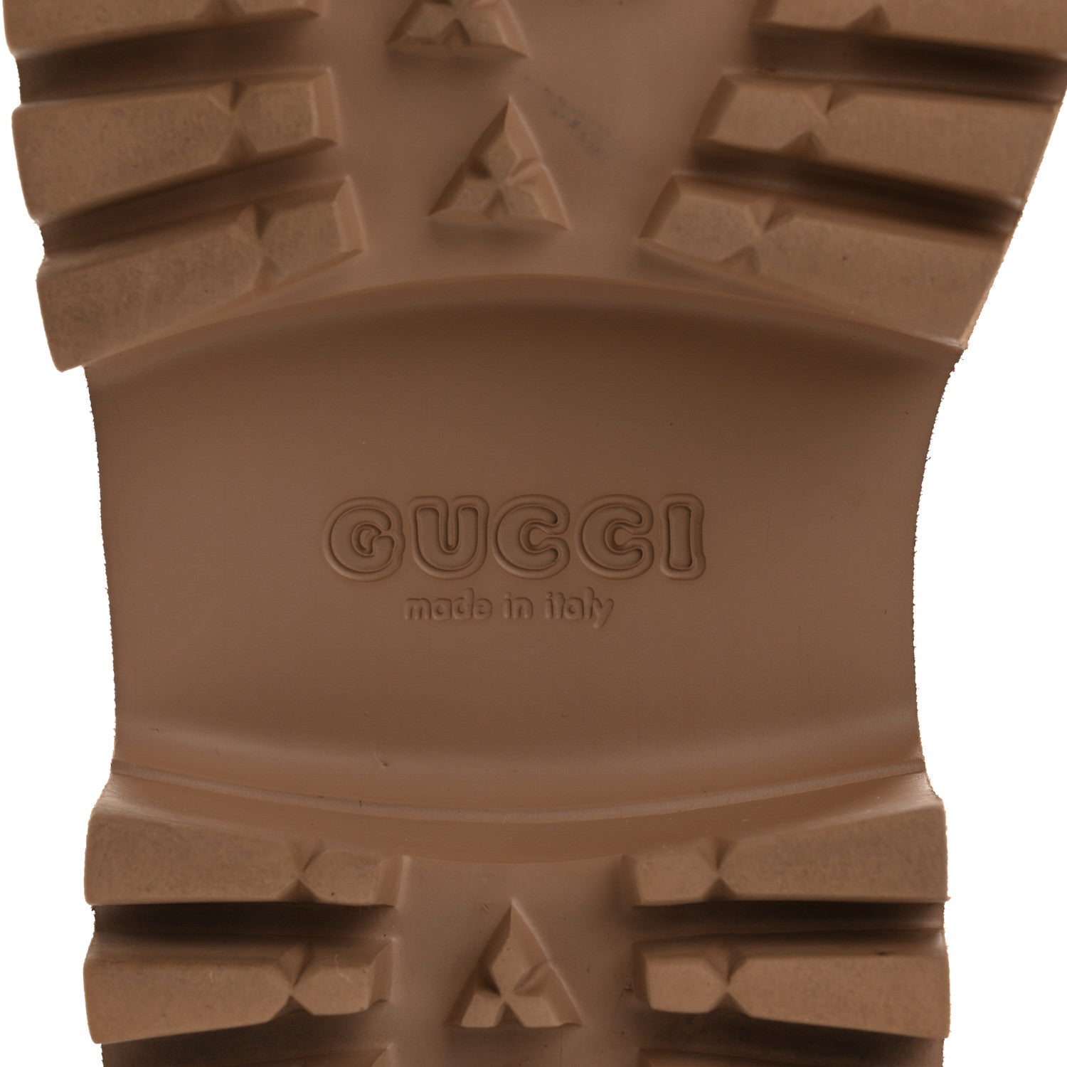 Rubber GG Monogram Perforated Elea Platform 55mm Lug Sole Sandals 36 Vintage Camel