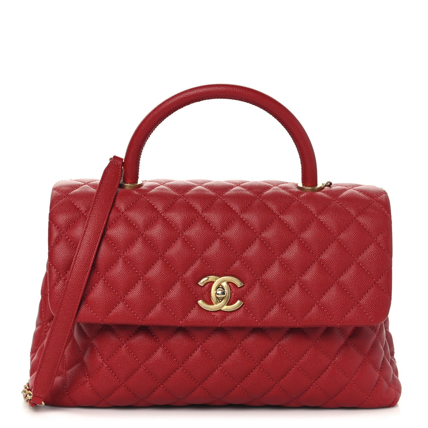 Caviar Quilted Medium Coco Handle Flap Red