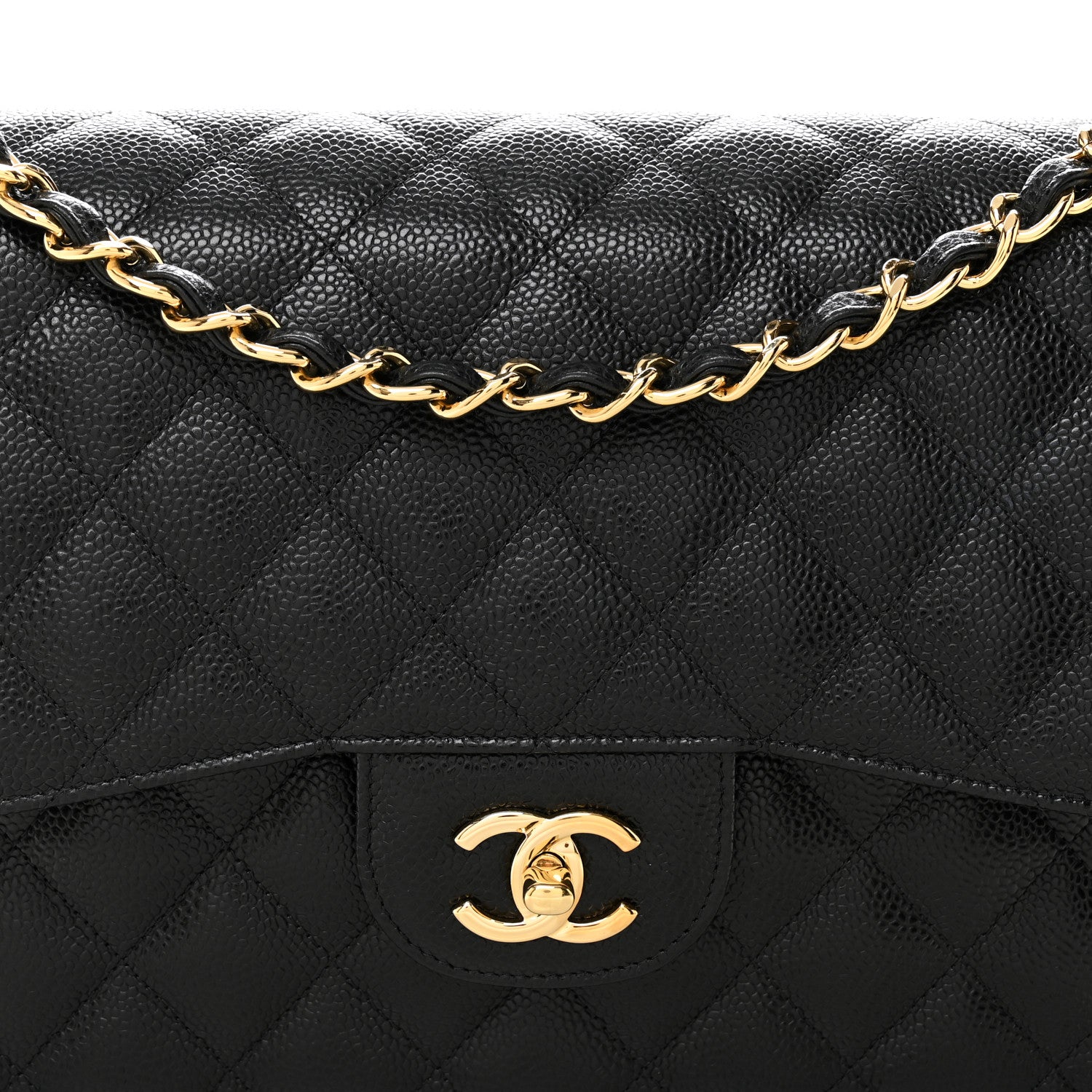 Caviar Quilted Jumbo Double Flap Black