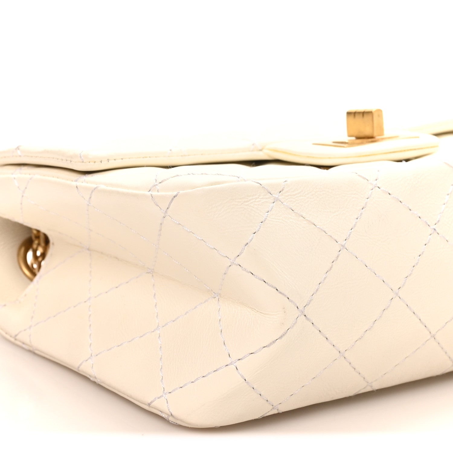Aged Calfskin Quilted 2.55 Reissue Mini Flap White