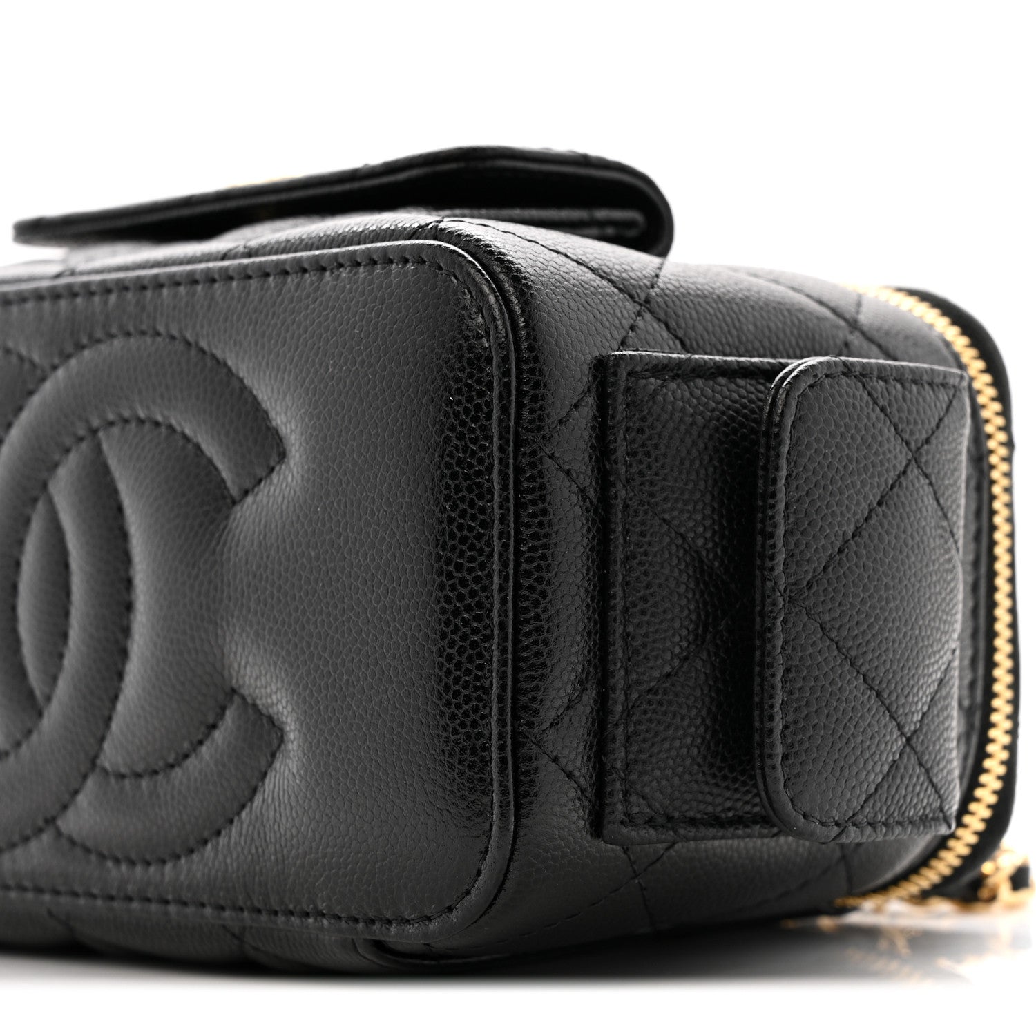 Caviar Quilted Polly Pocket East West Top Vanity With Chain Black