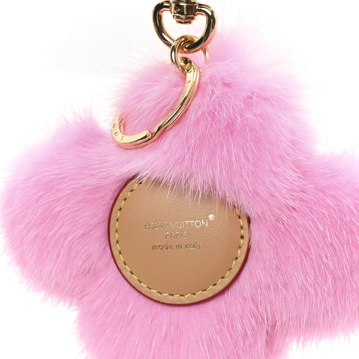 Calfskin Mink Fur Vivienne Bag Charm Key Holder Pink