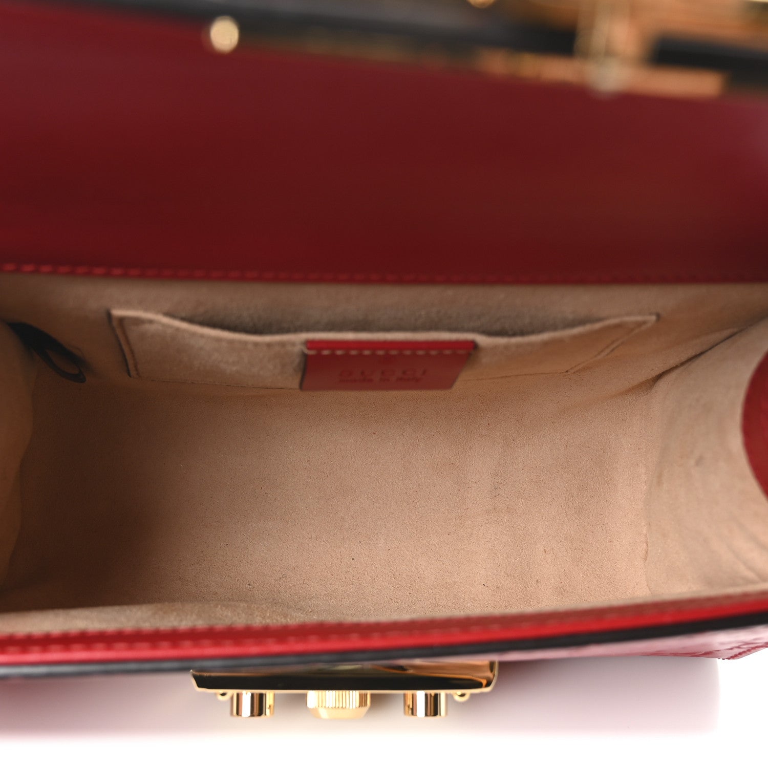 Guccissima Small Padlock Shoulder Bag Hibiscus Red