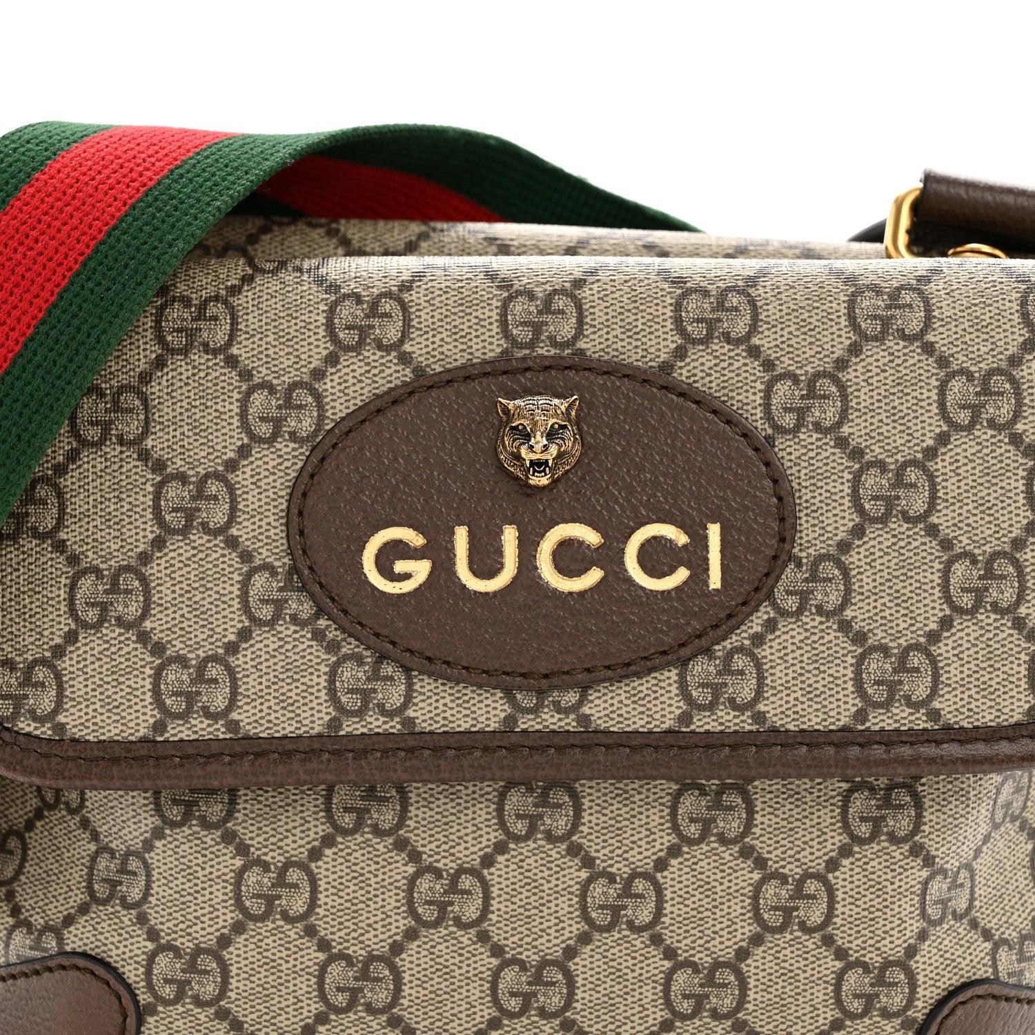 GG Supreme Monogram Web Small Neo Vintage Double Flap Messenger Bag Beige New Acero