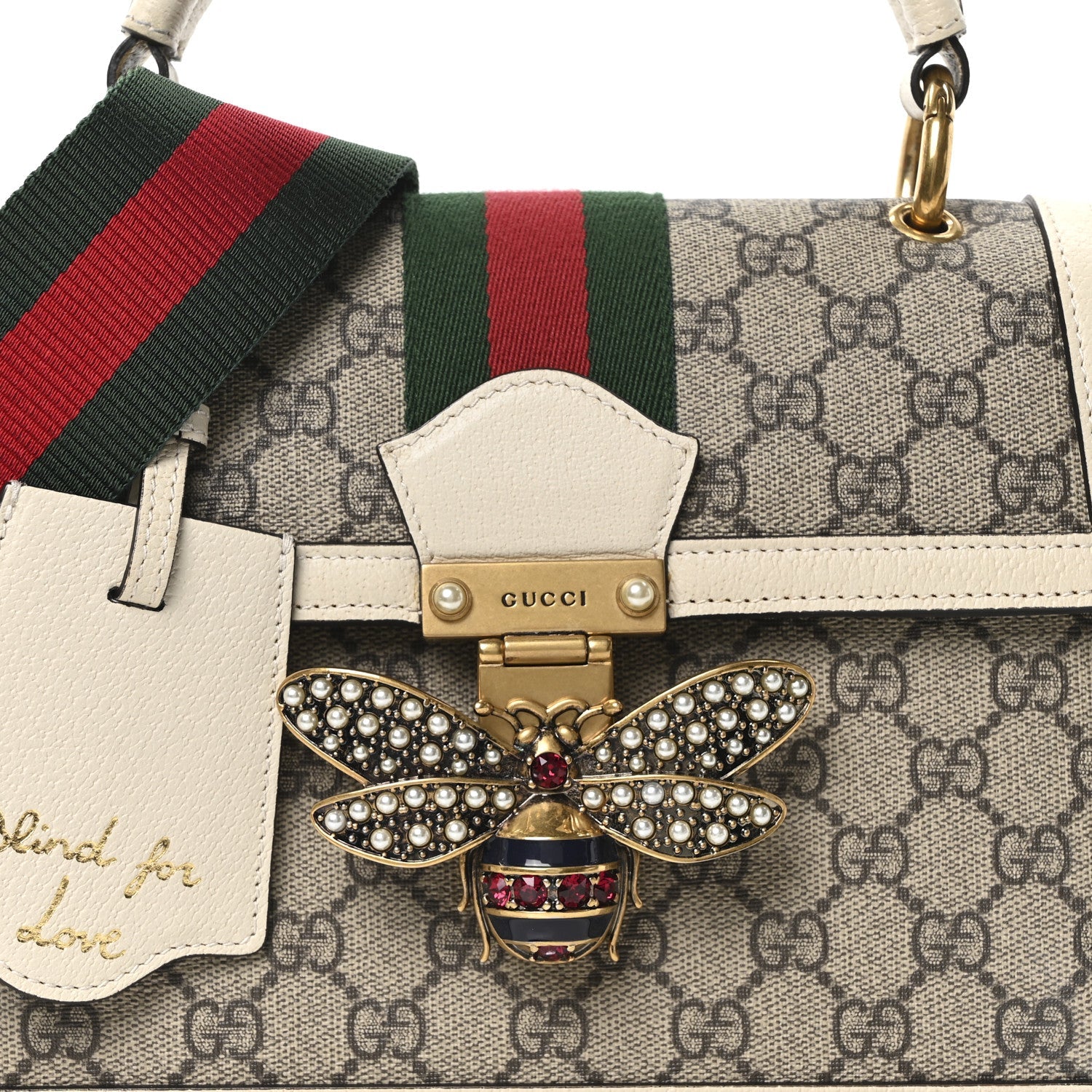 GG Supreme Monogram Small Queen Margaret Top Handle Bag White