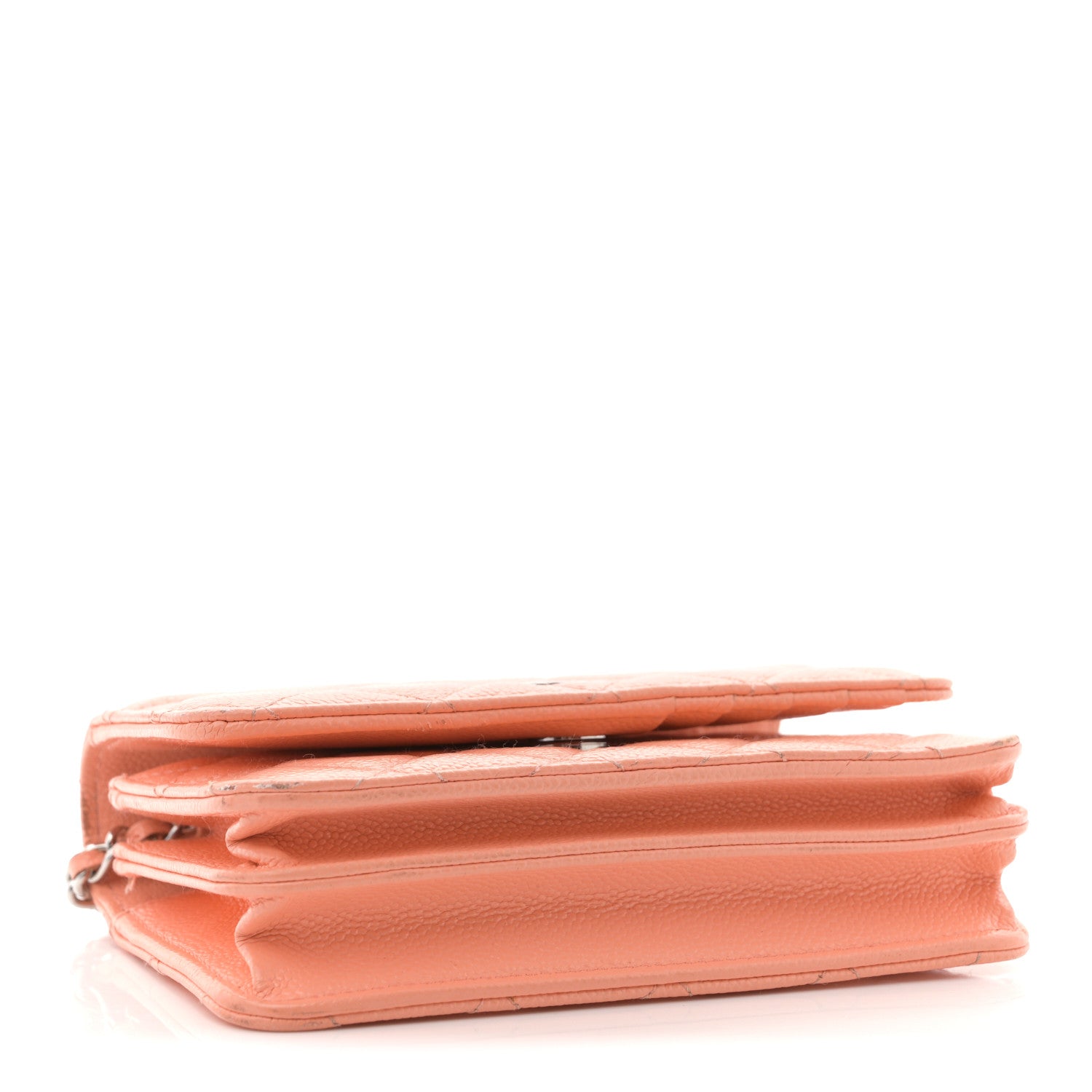 Caviar Quilted Mini Wallet On Chain WOC Coral