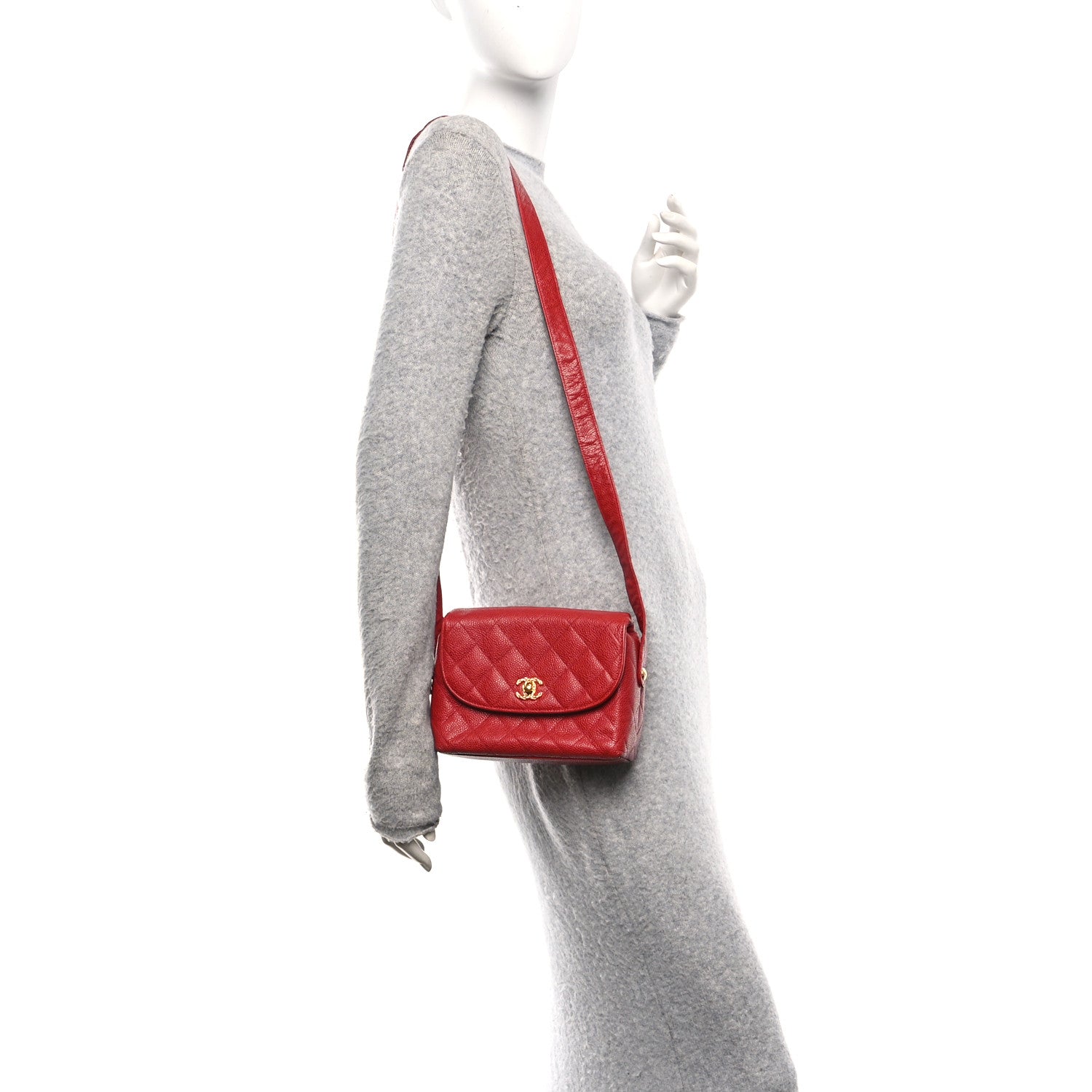 Caviar Quilted Shoulder Bag Red