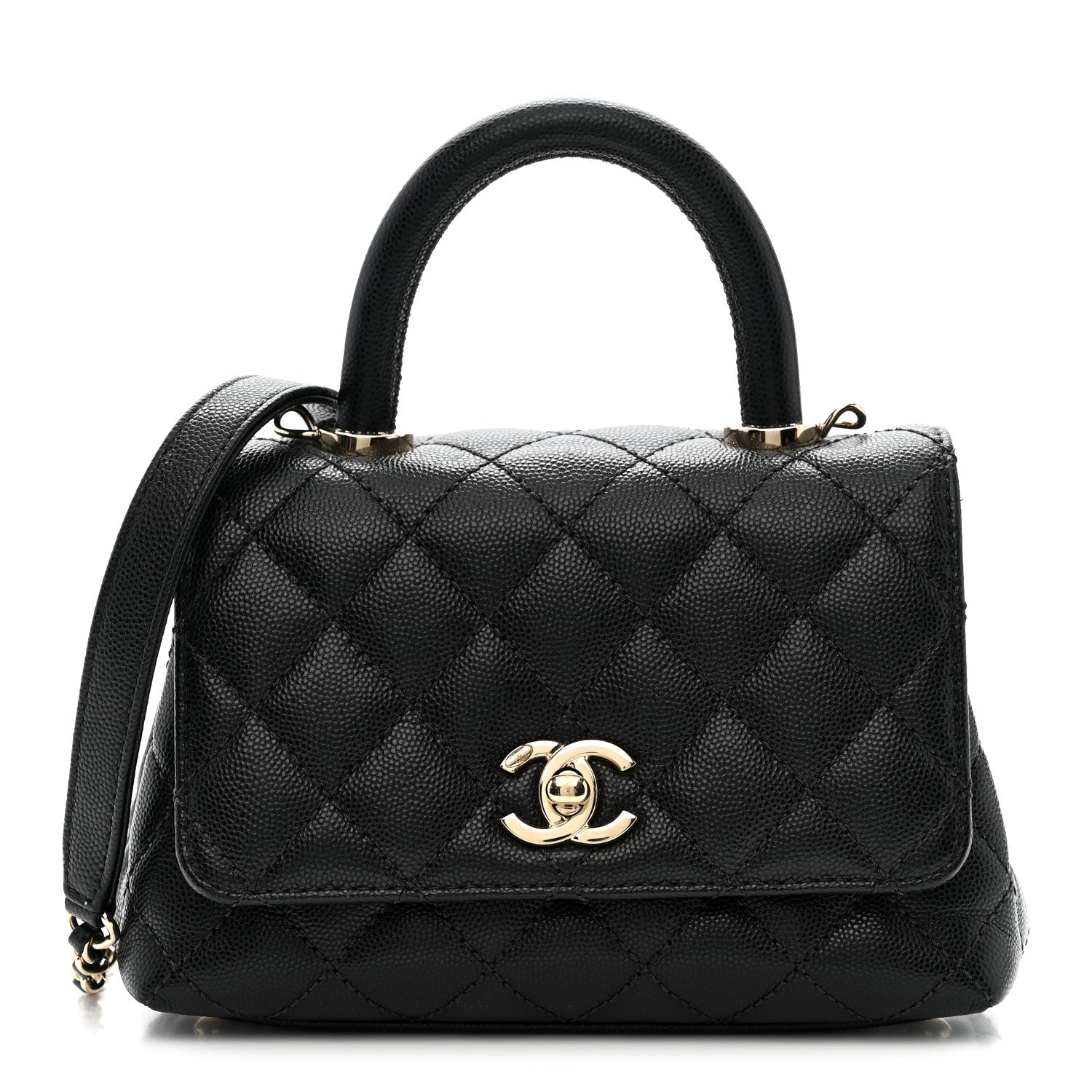 Caviar Quilted Extra Mini Coco Handle Flap Black
