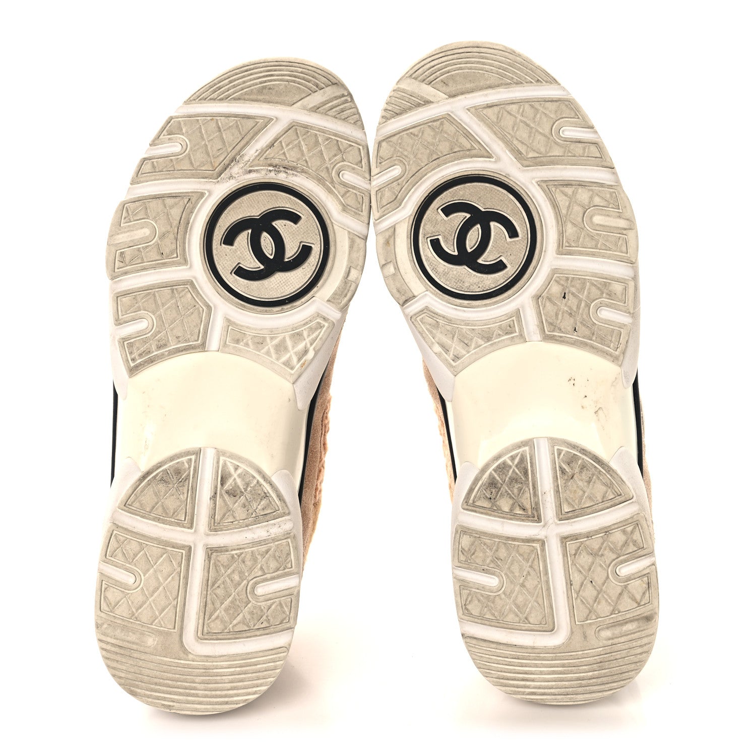 Suede Tweed Felt CC Sneakers 39 Beige