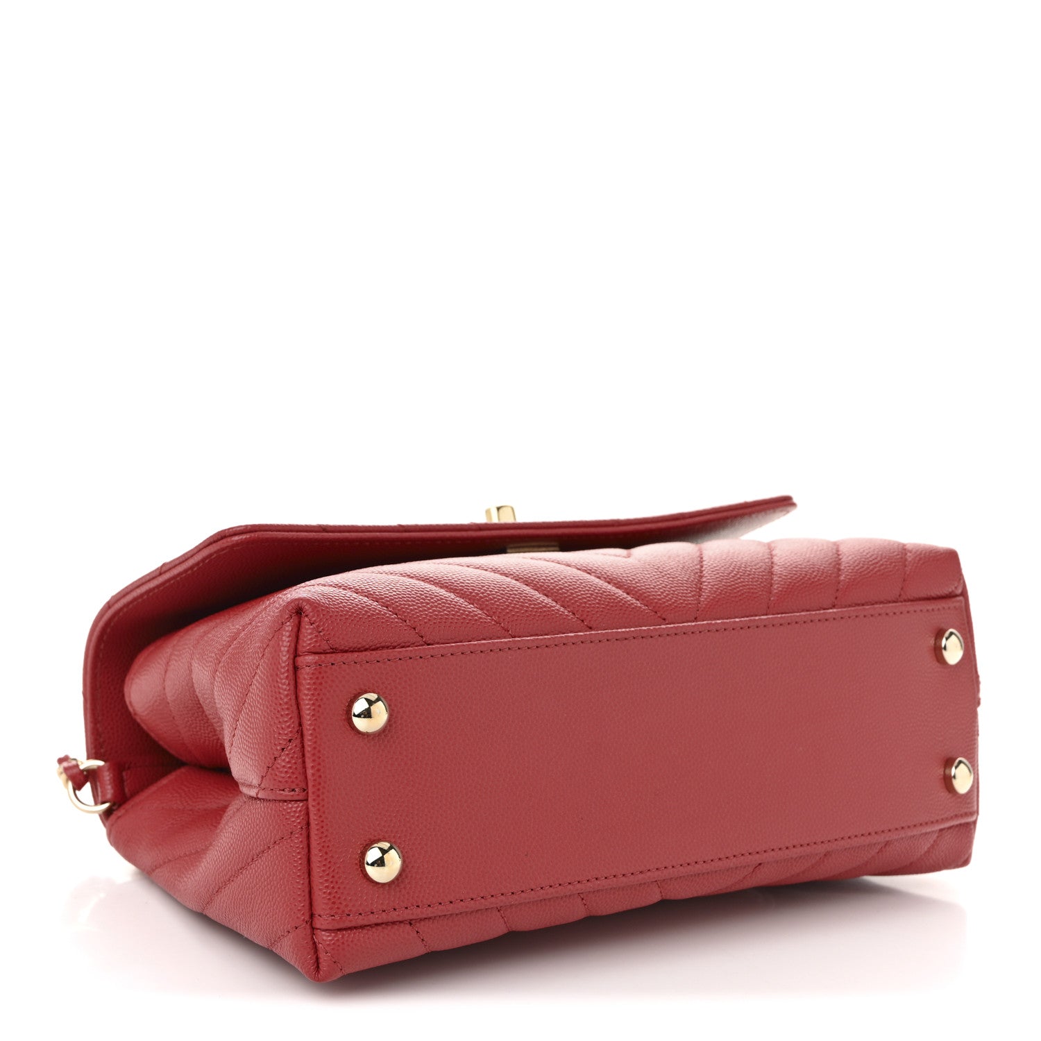 Caviar Chevron Quilted Mini Coco Handle Flap Red
