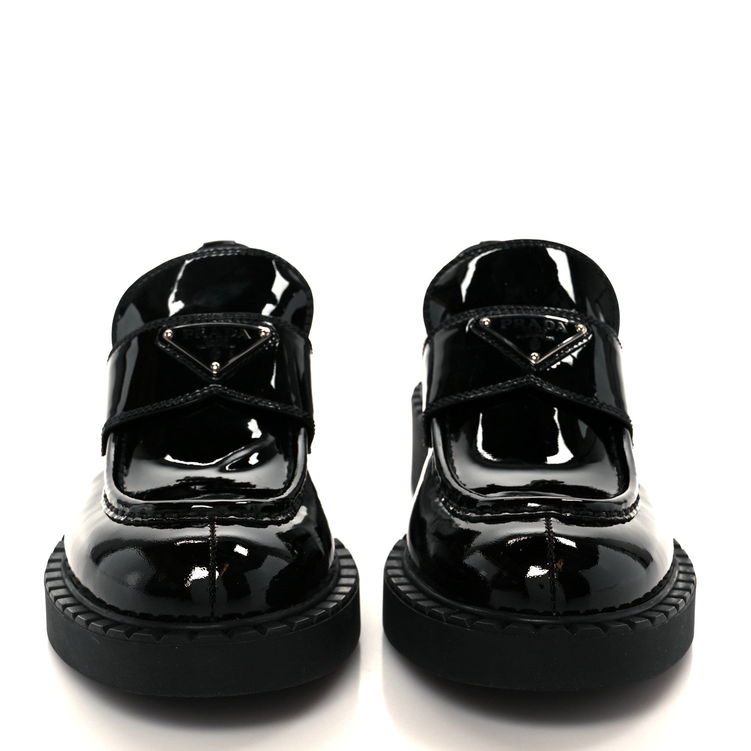 Vernice Metal Triangle Logo 50mm Loafers 39.5 Black