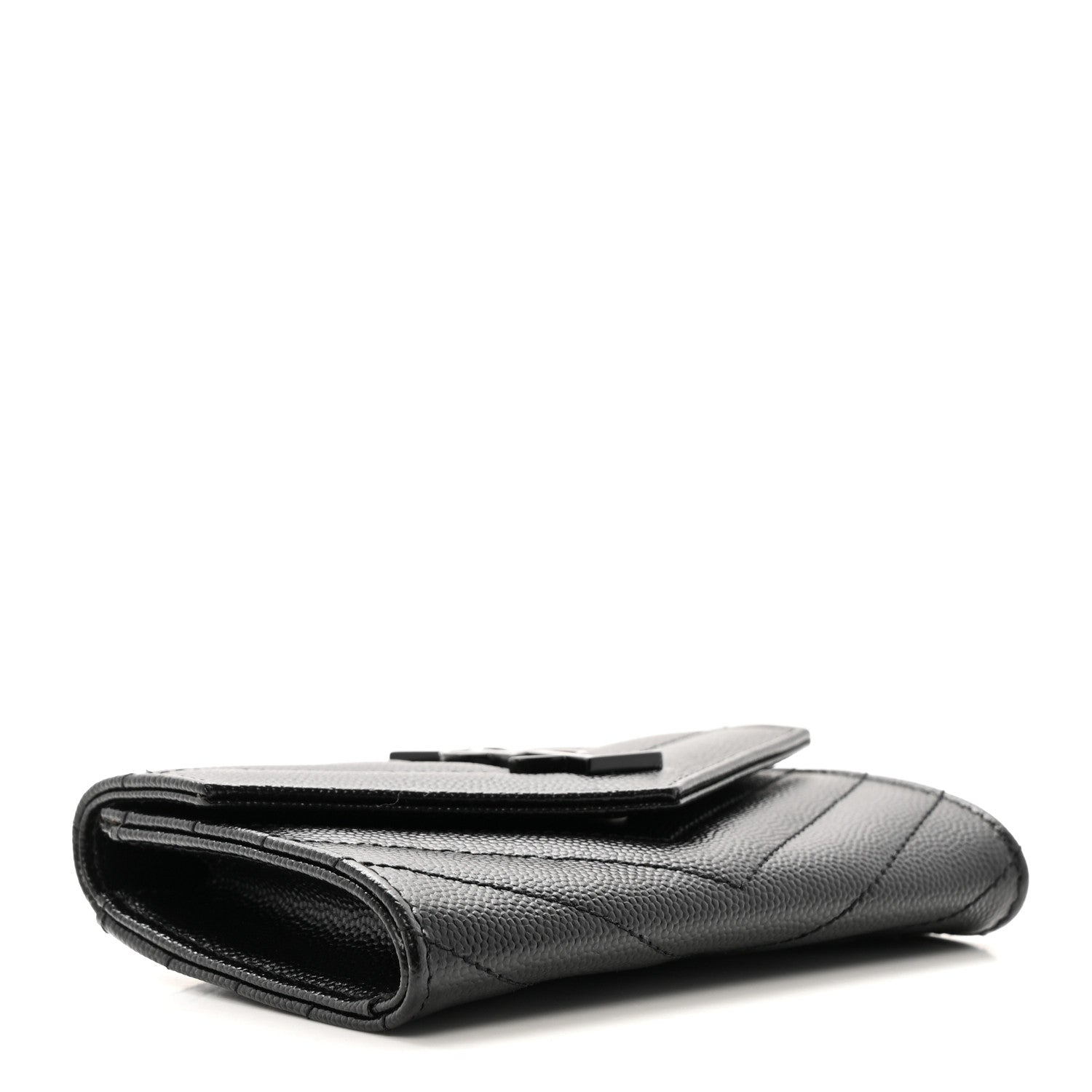Grain De Poudre Matelasse Chevron Small Monochrome Monogram Envelope Wallet Black