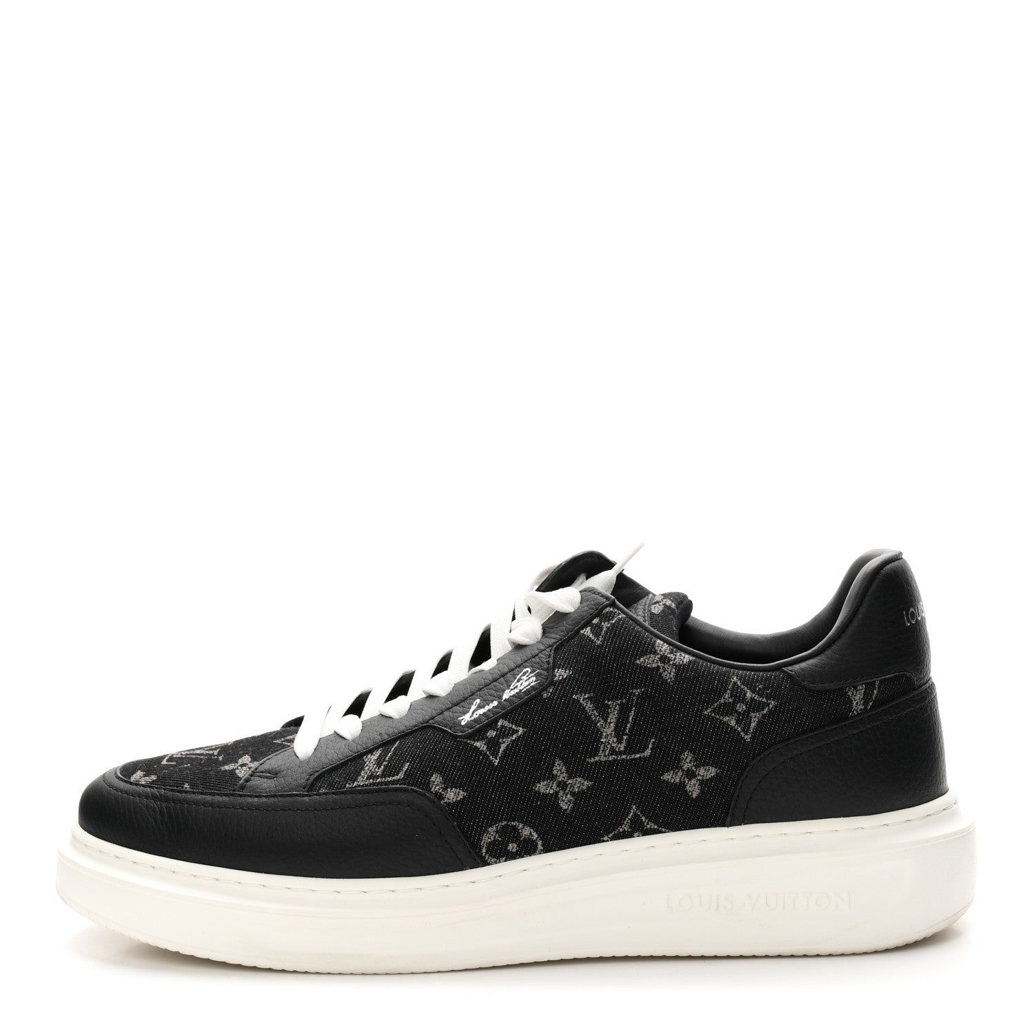 Denim Calfskin Mens Beverly Hills Sneakers 8.5 Black