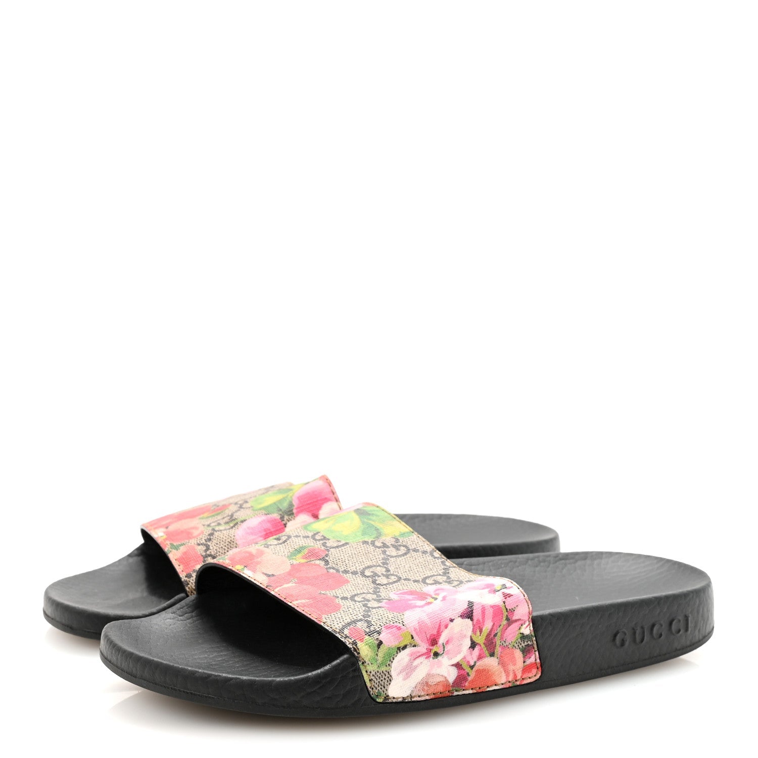 GG Supreme Monogram Blooms Slide Sandals 36 Beige Multicolor