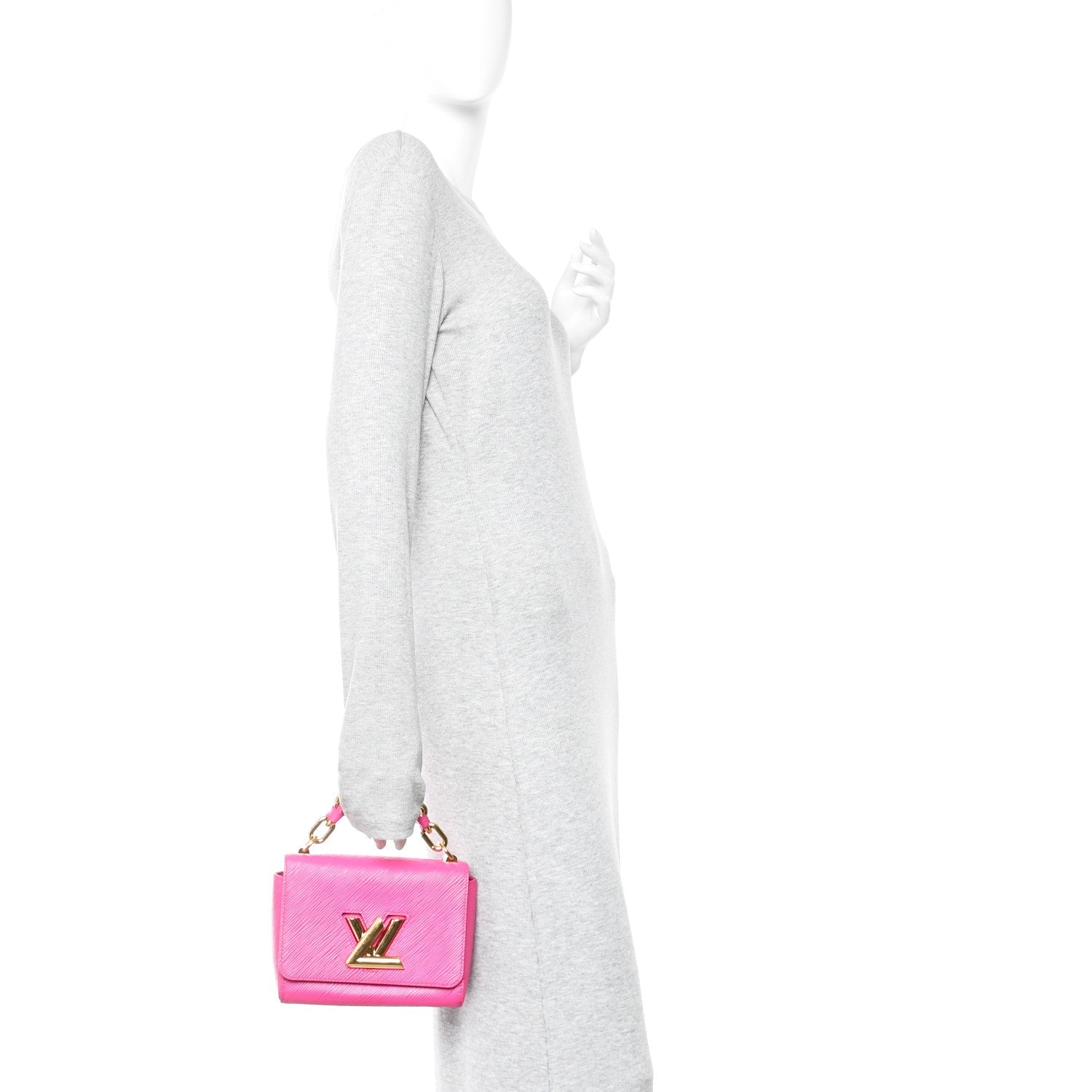 Epi Twist Braided Chain Shoulder Bag PM Rose Miami Pink