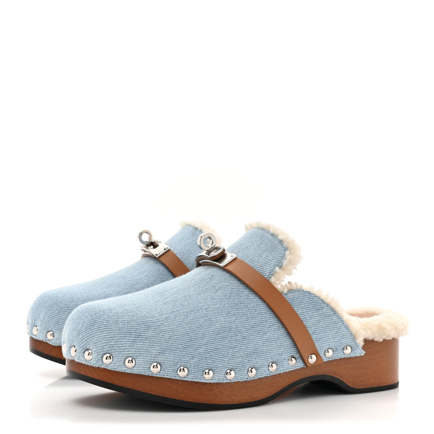 Denim Wool Carlotta Mules 35 Bleu Clair Naturel