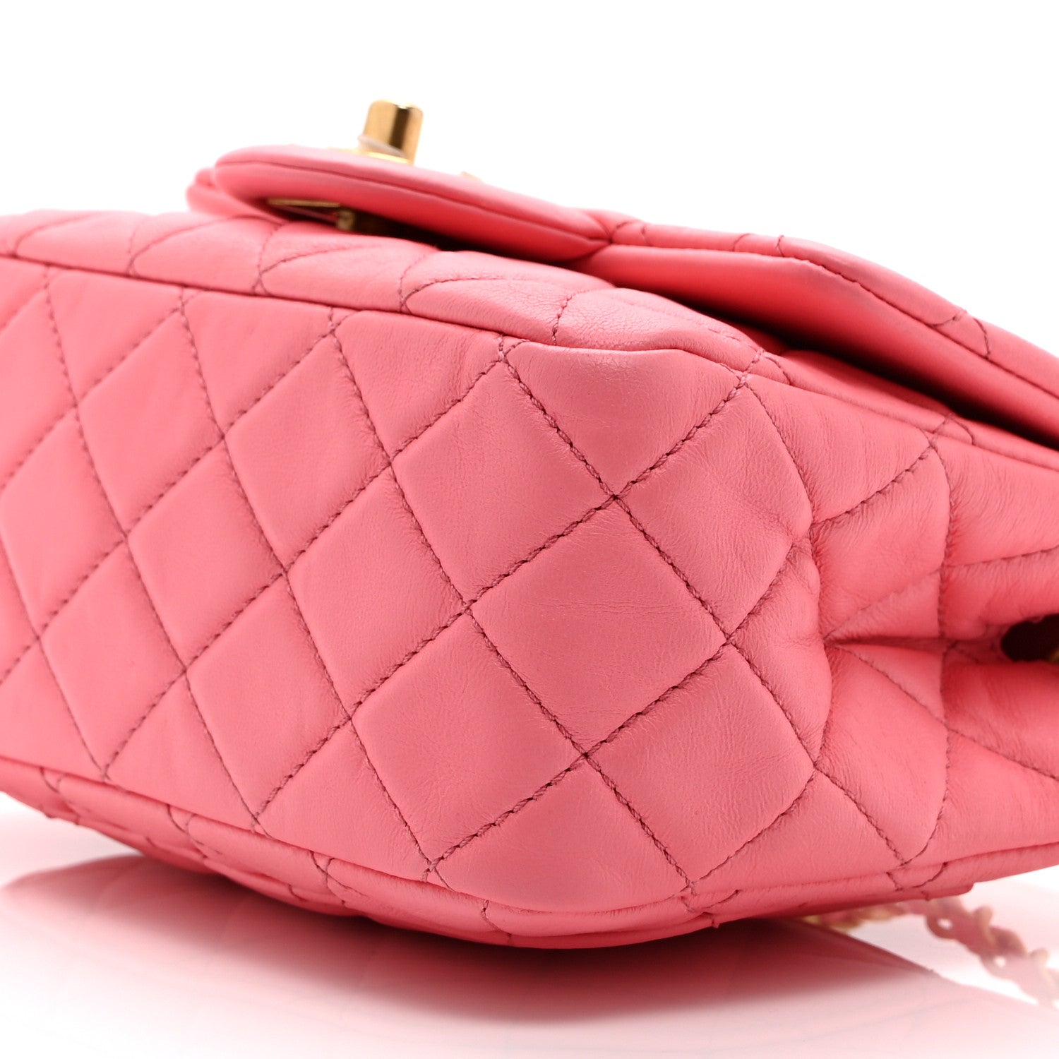 Lambskin Quilted Mini Pearl Crush Flap Pink