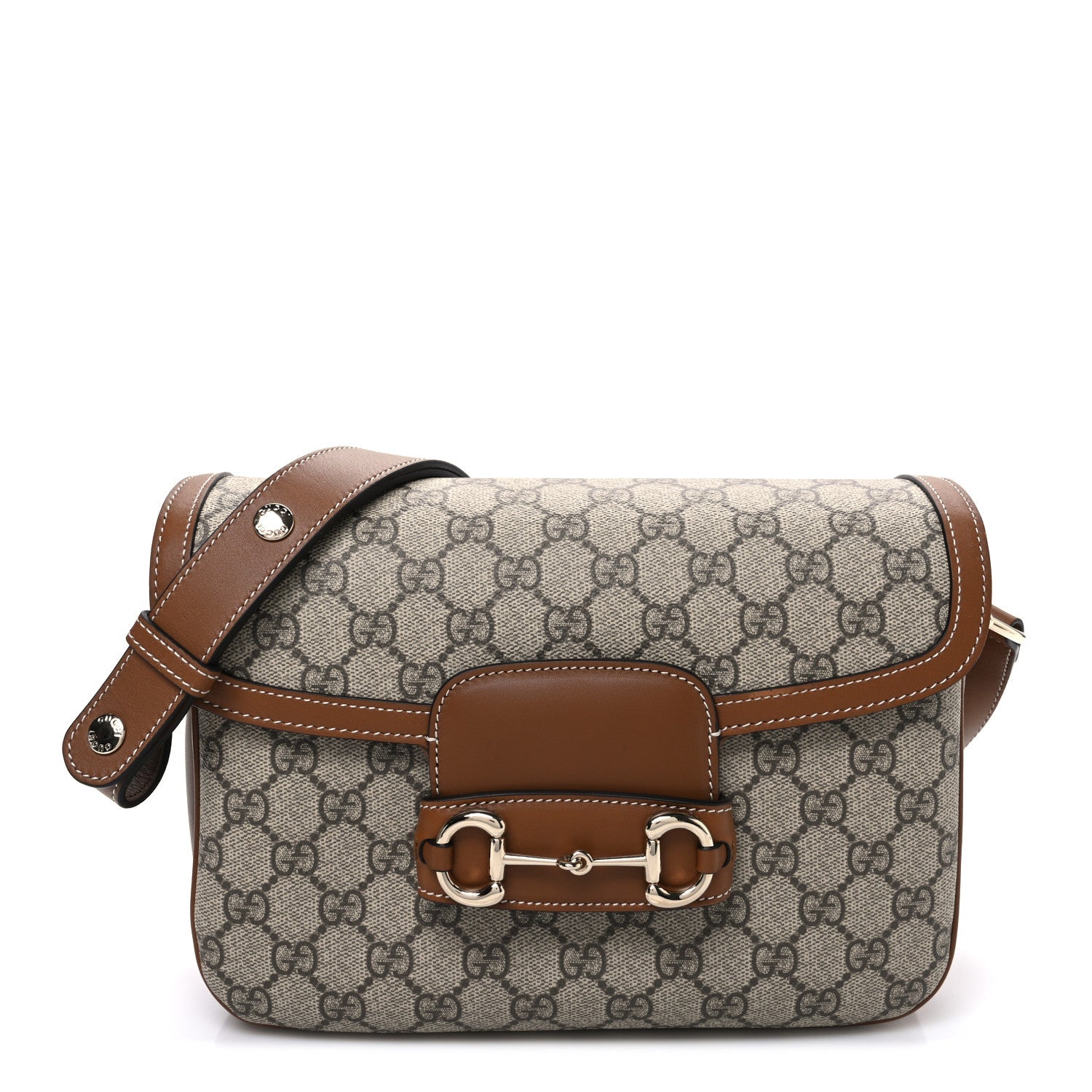 GG Supreme Monogram Horsebit 1955 Soft Small Shoulder Bag Beige Brown