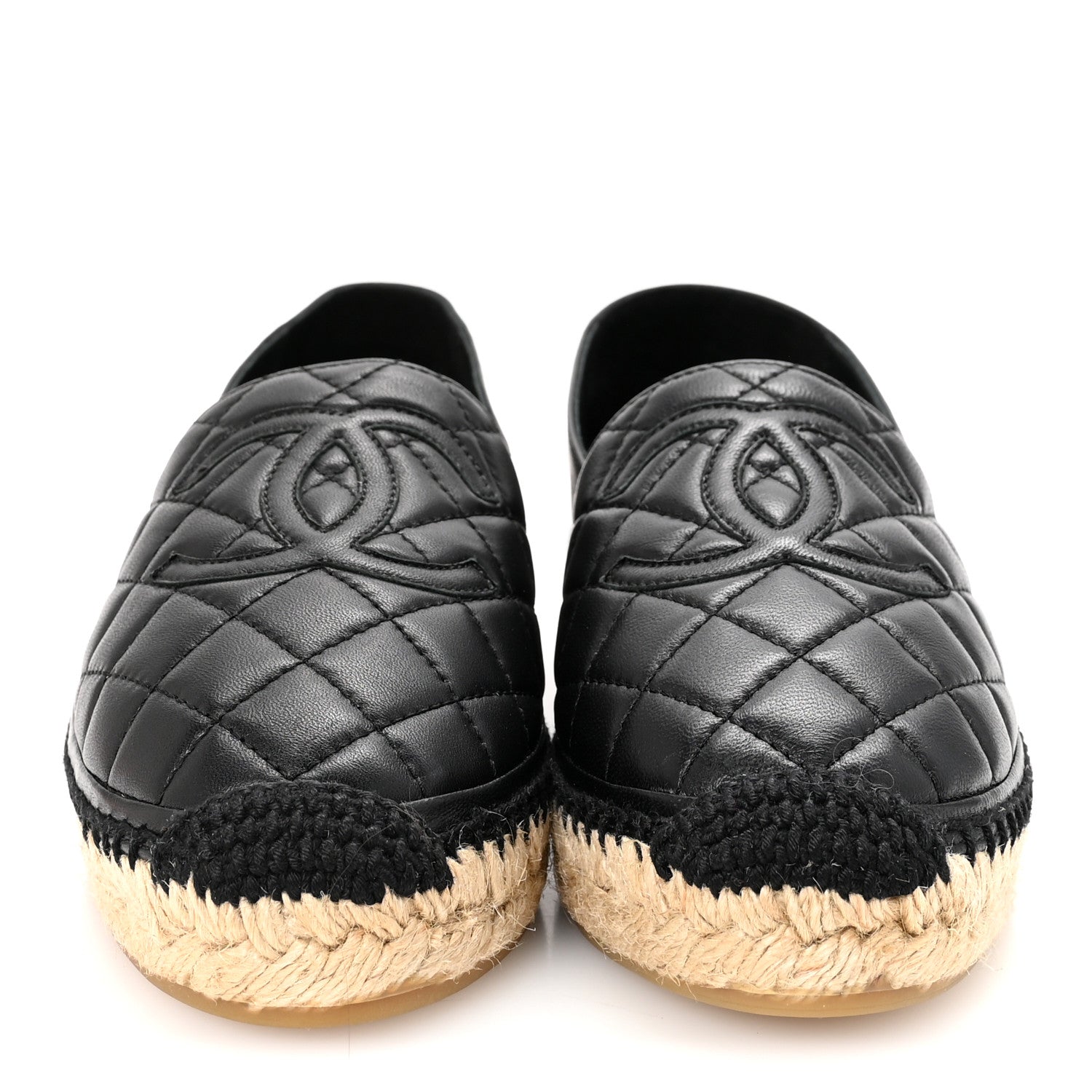 Lambskin Quilted CC Espadrilles 36 Black