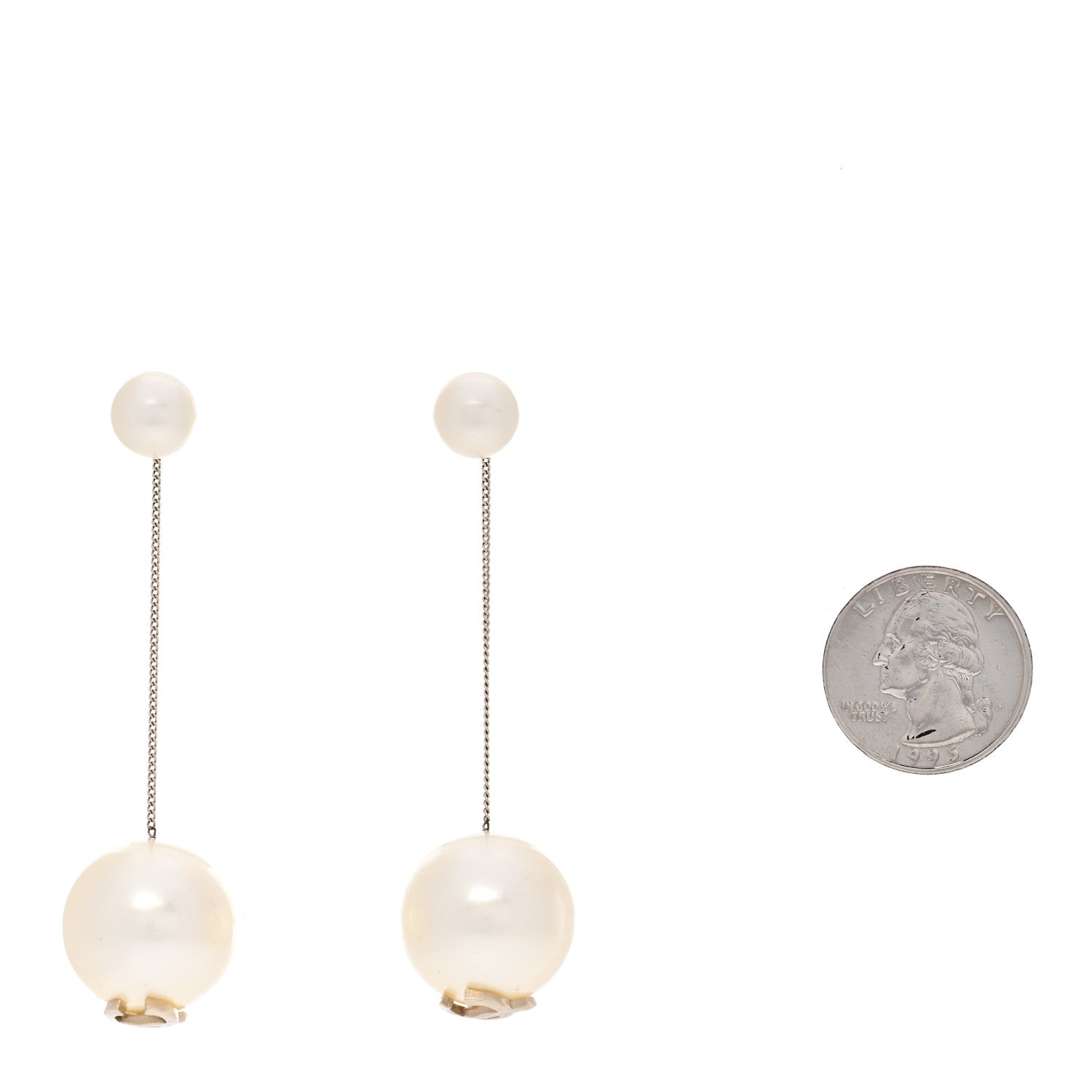 Pearl CC Drop Earrings Gold