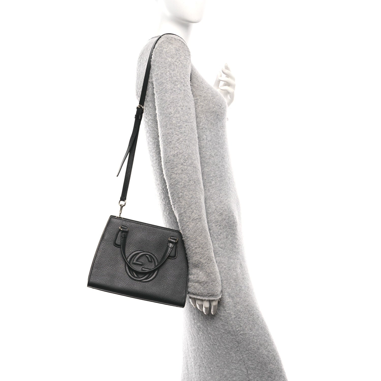 Dollar Calfskin Medium Soho Top Handle Satchel Black