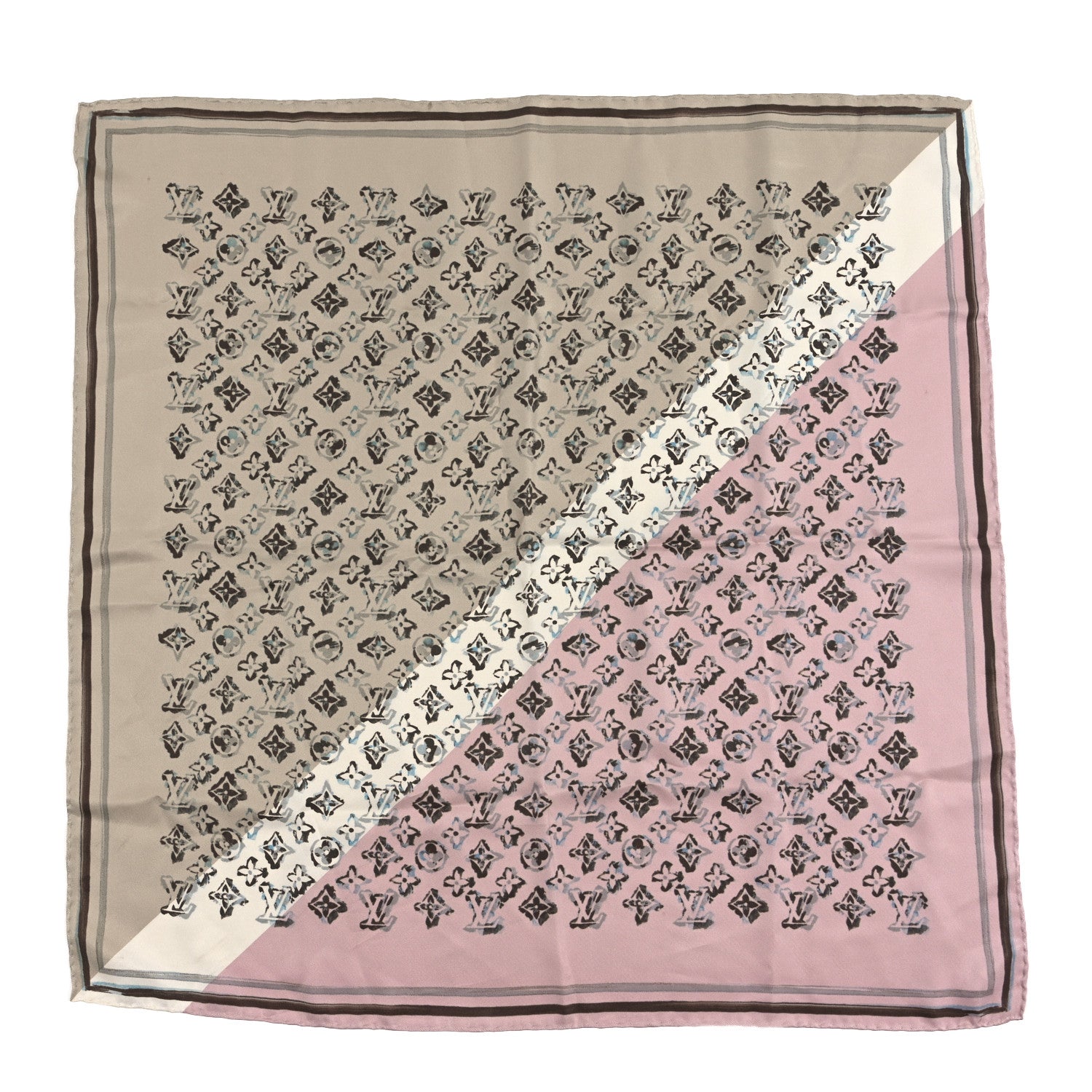 Silk Monogram Square Square Scarf 70 Light Pink Beige