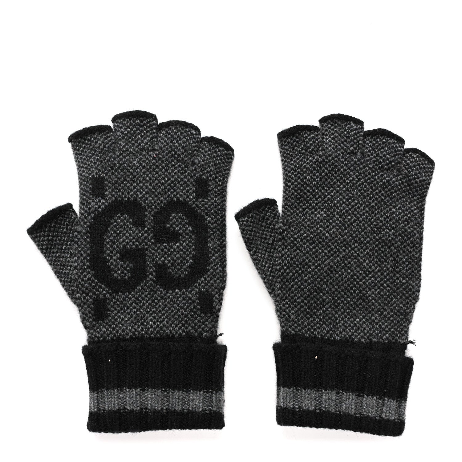 Cashmere Fingerless Gloves Logo M Graphite Black