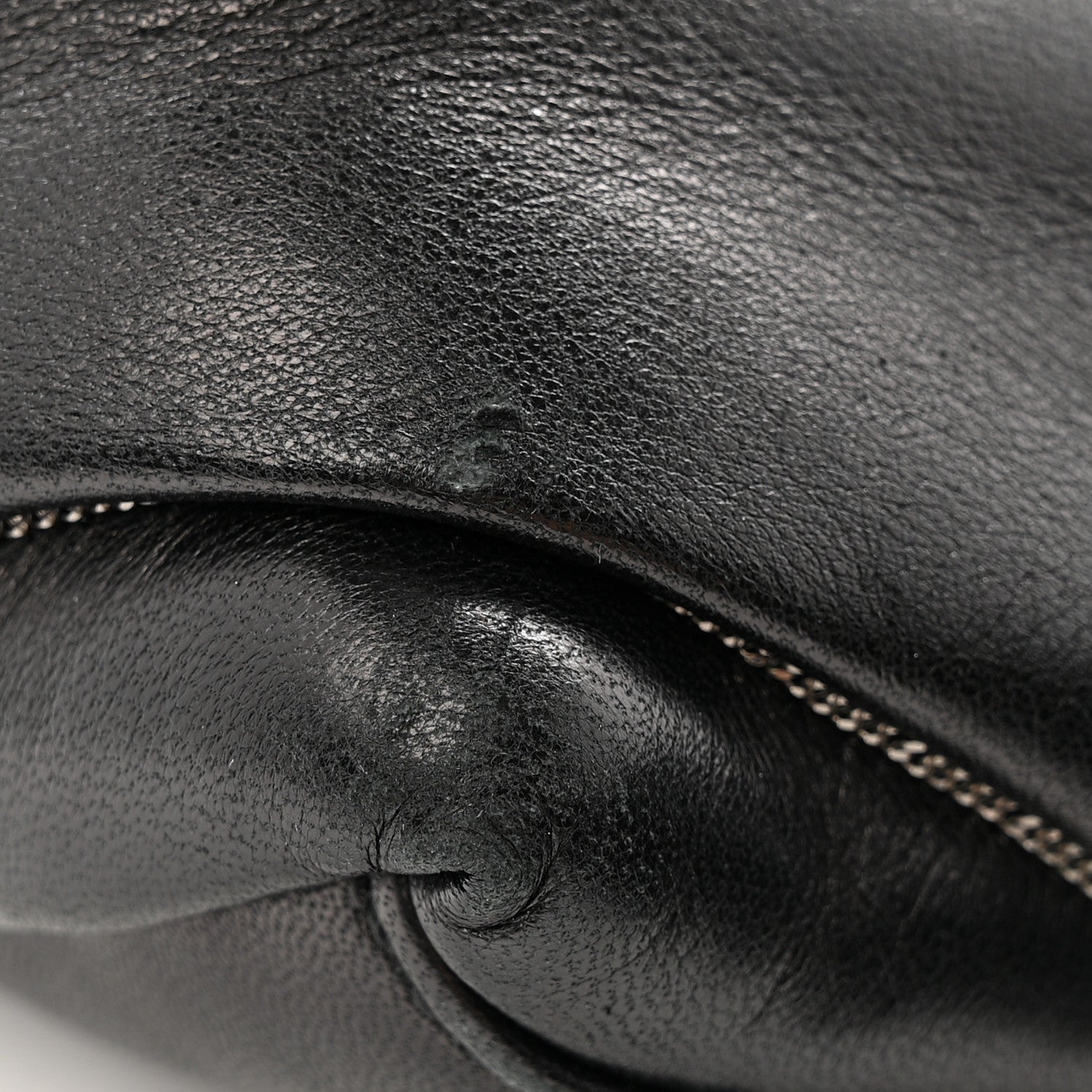 Lambskin Quilted Metal Small Loulou Puffer Monogram Chain Satchel  Black