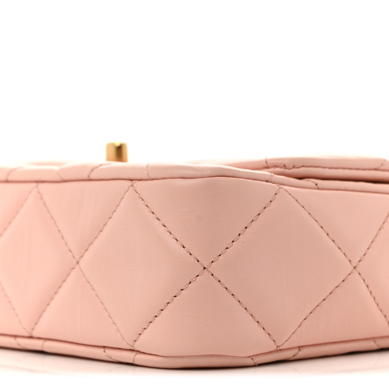 Crumpled Calfskin Quilted Braided CC Flap Light Pink