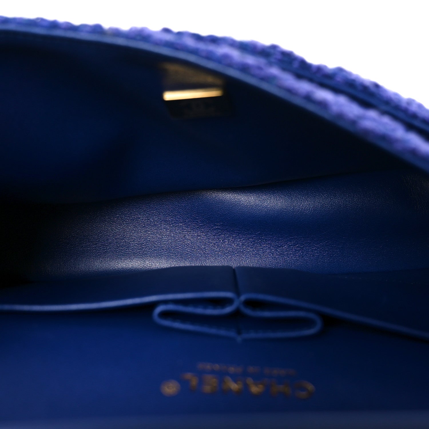 Tweed Quilted Medium Double Flap Blue