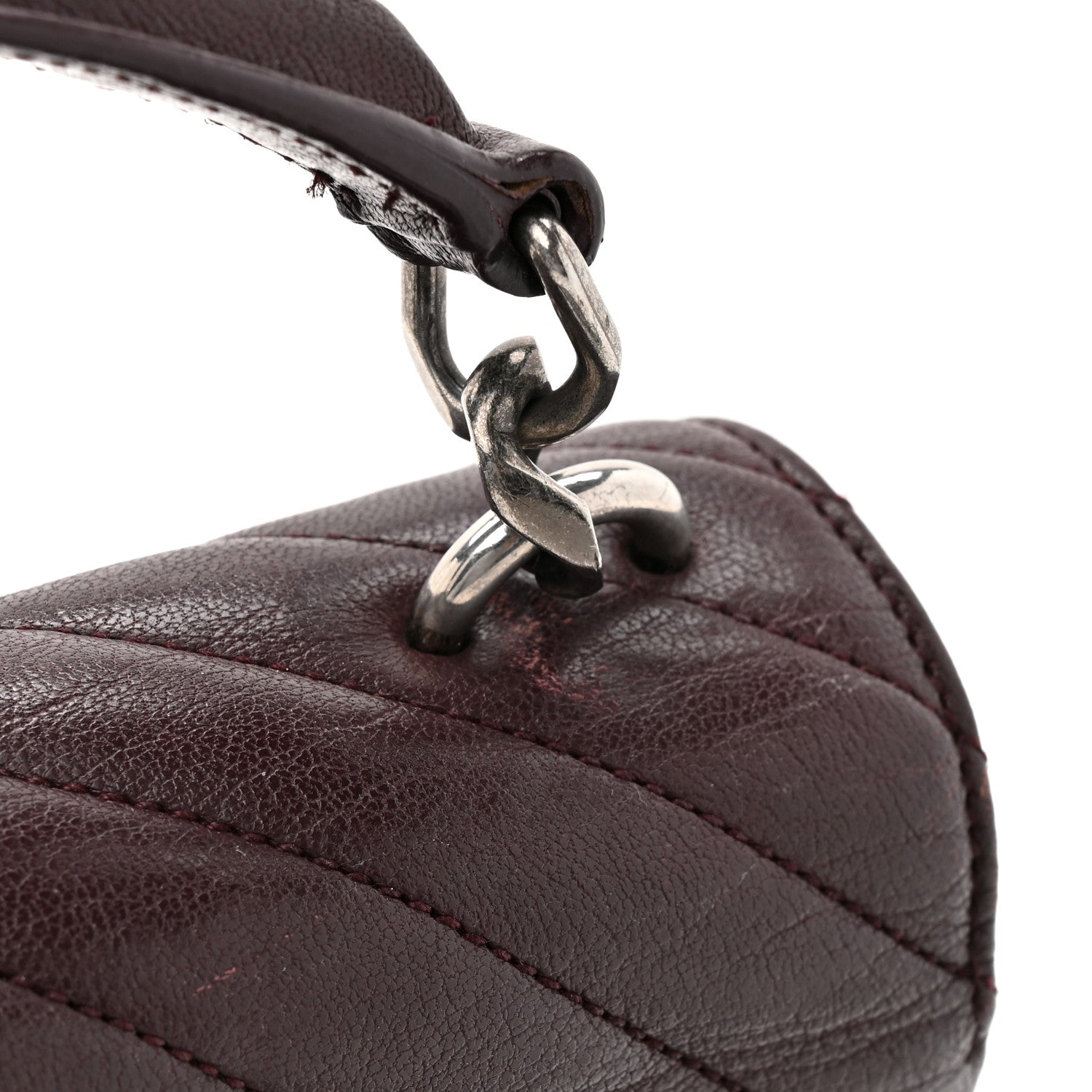 Sheepskin Matelasse Chevron Monogram Medium College Bag Amaranto