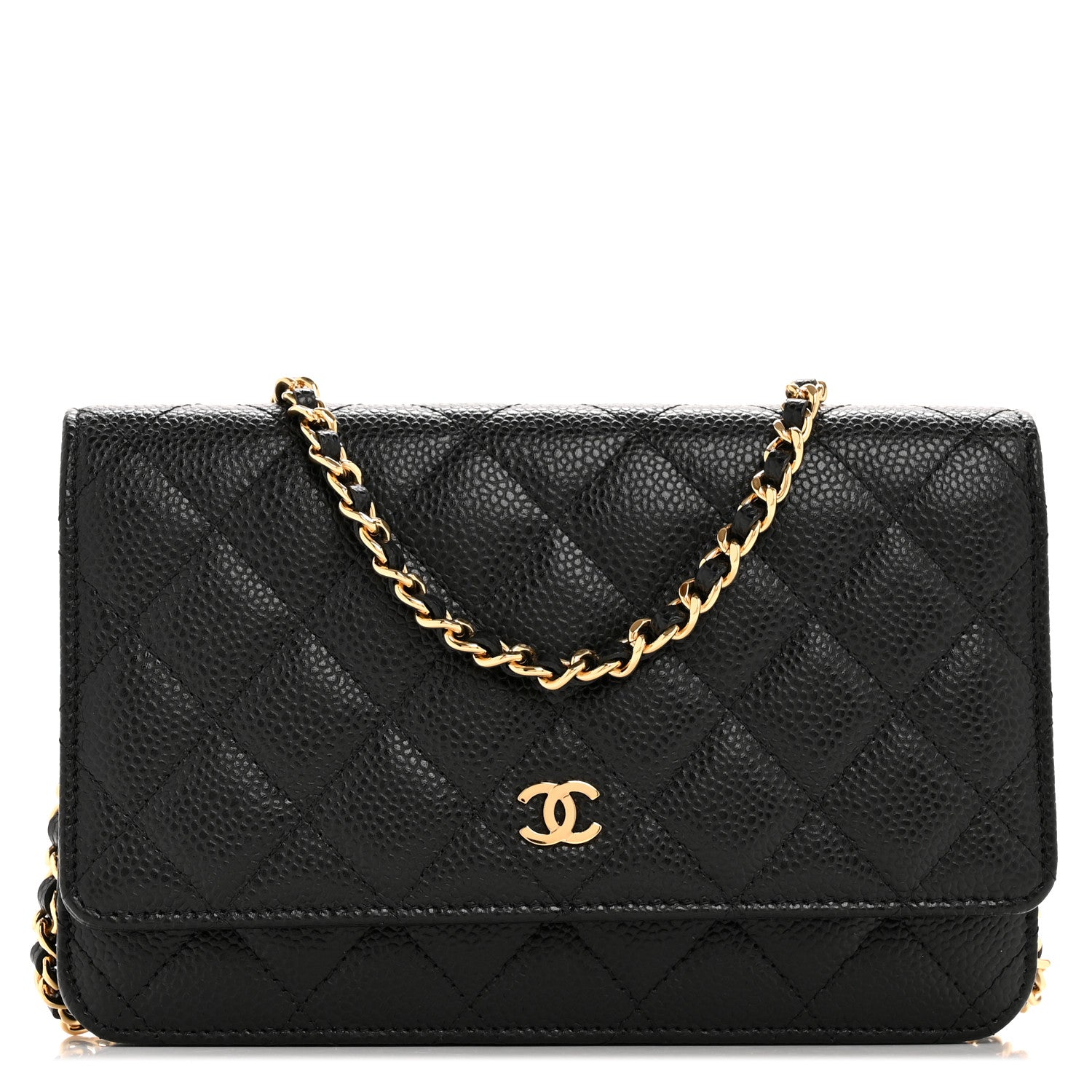 Caviar Quilted Wallet on Chain WOC Black