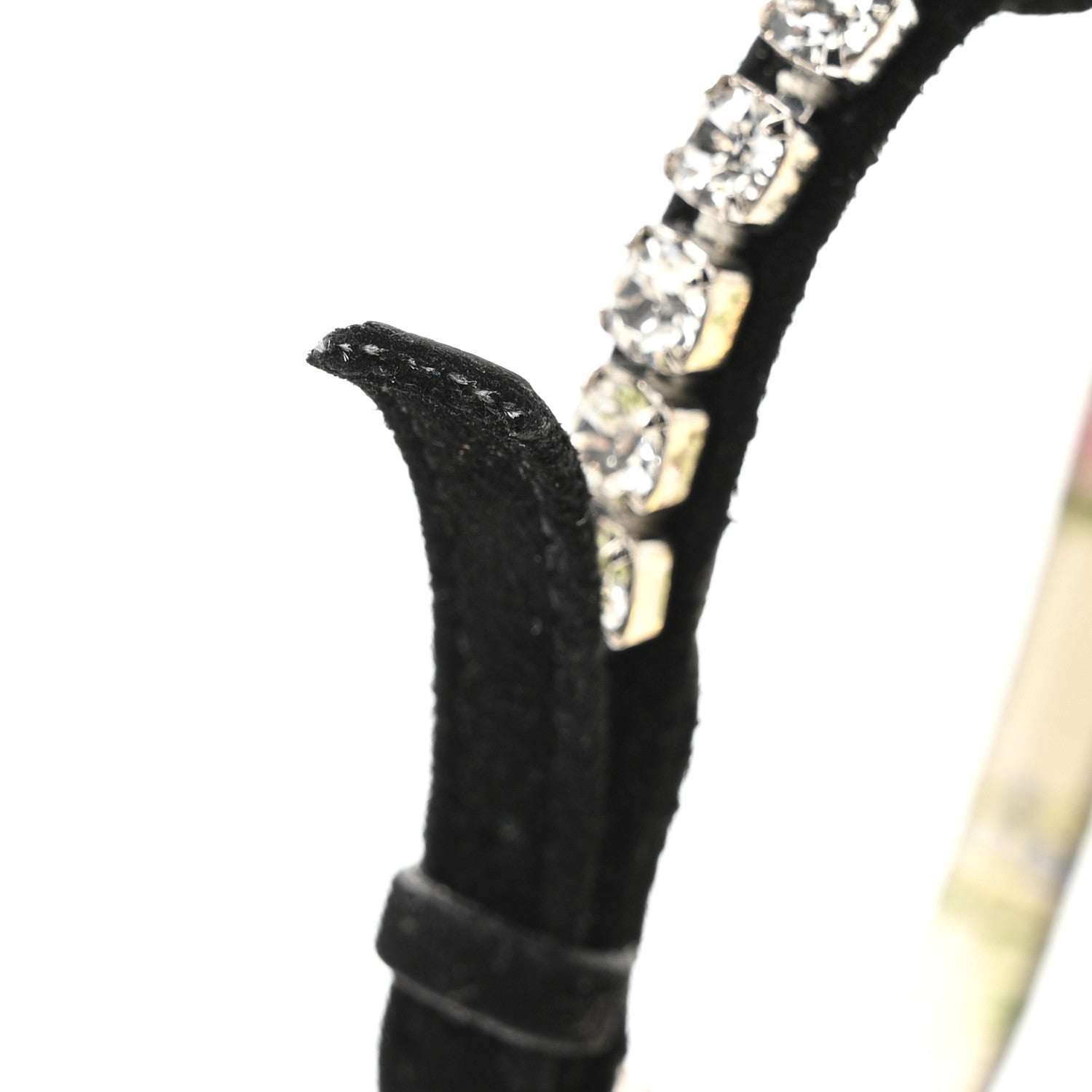 Kid Scamosciato Crystal Ankle Strap High Heel Sandals 36.5 Black