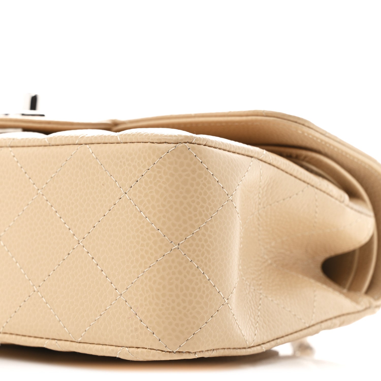 Caviar Quilted Small Double Flap Beige