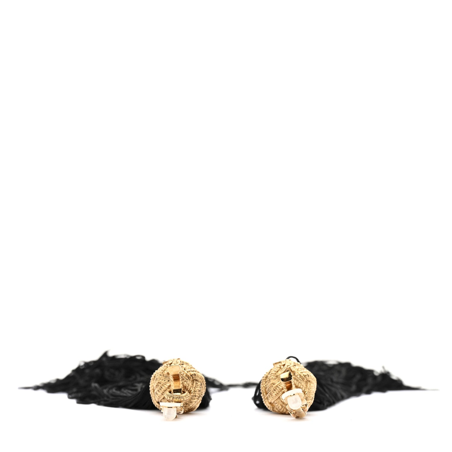 Metal Knot Tassel Clip On Earrings Gold Black