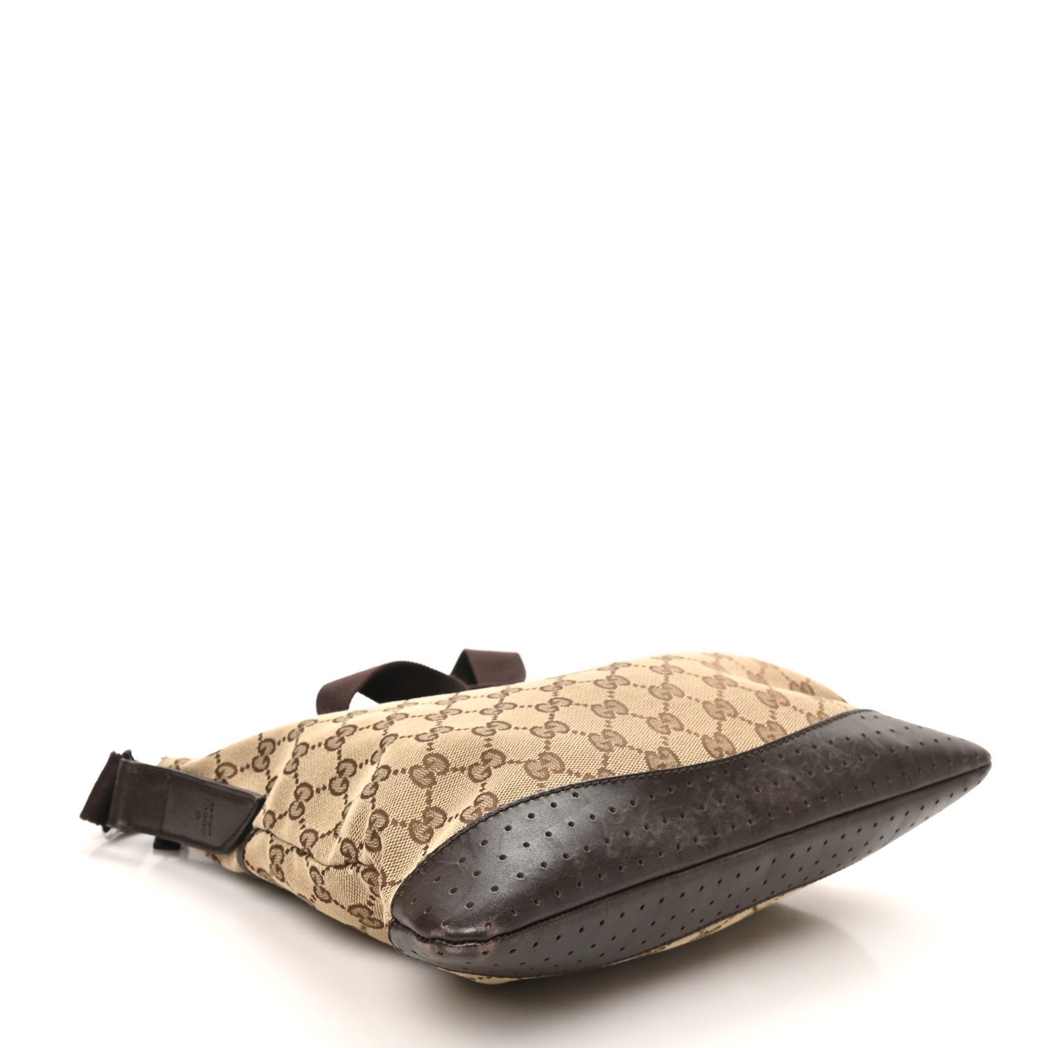 Monogram Calfskin Perforated Medium Flat Messenger Bag Dark Brown