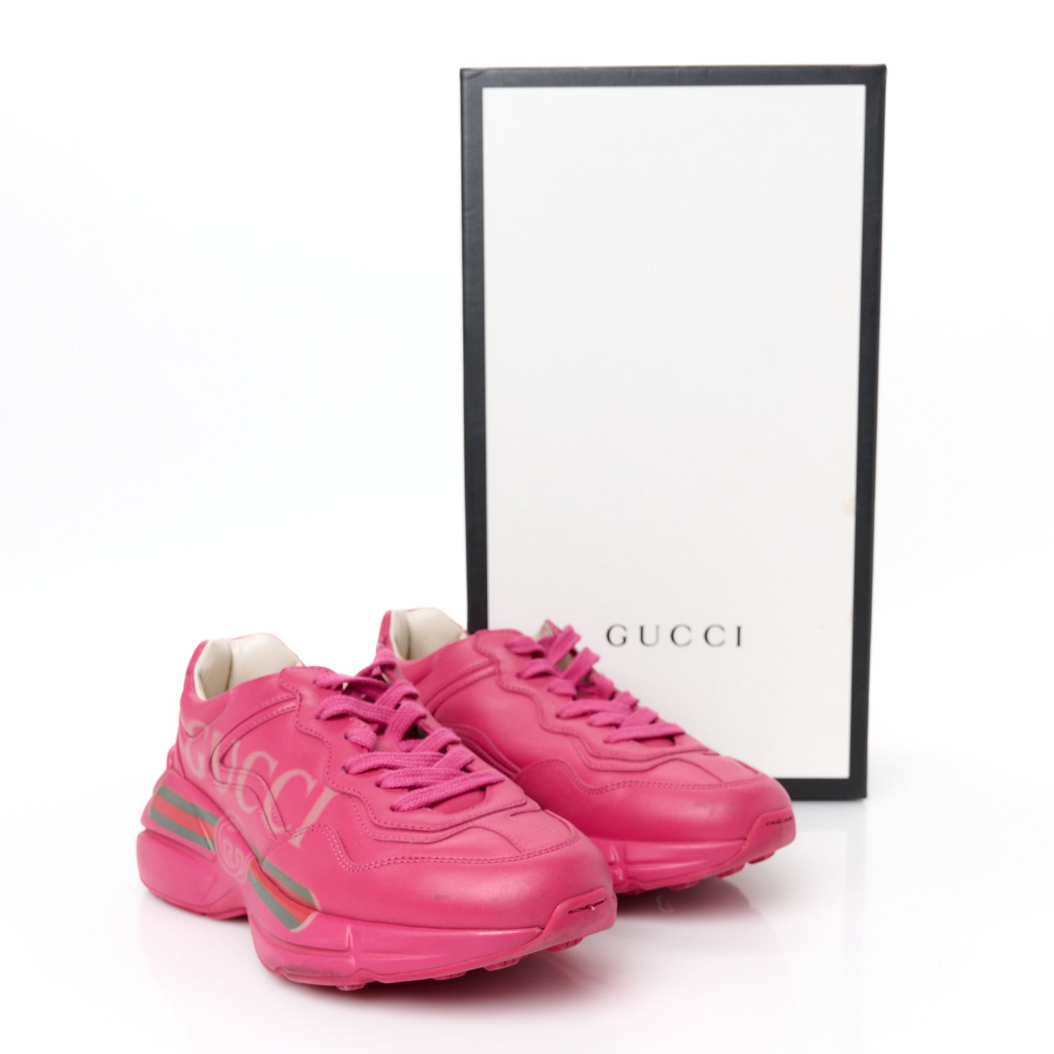 Calfskin Logo Womens Rhyton Sneakers 35 Box Pink