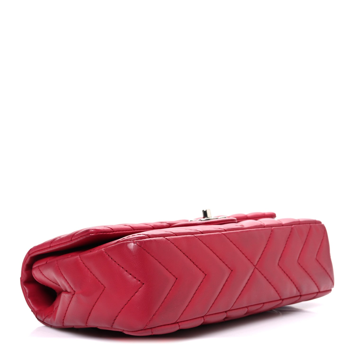 Lambskin Chevron Quilted Medium Single Flap Dark Pink