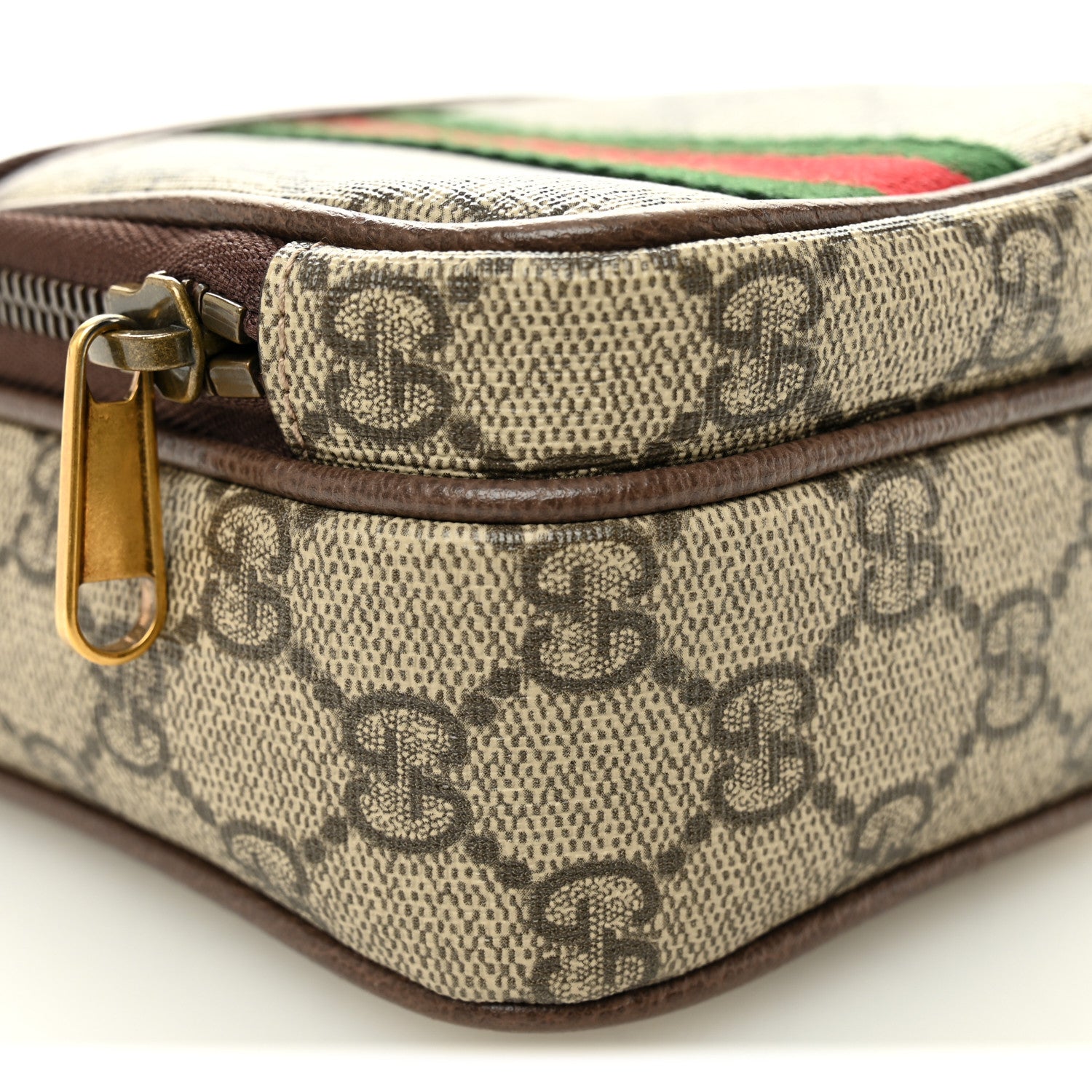 GG Supreme Monogram Web Mini Ophidia Double Zip Messenger Bag Beige New Acero