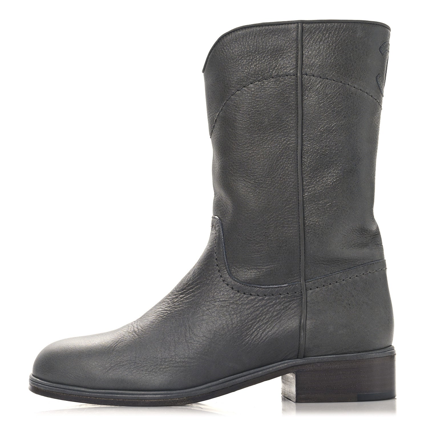 Calfskin Ascot CC Boots 37.5 Gray