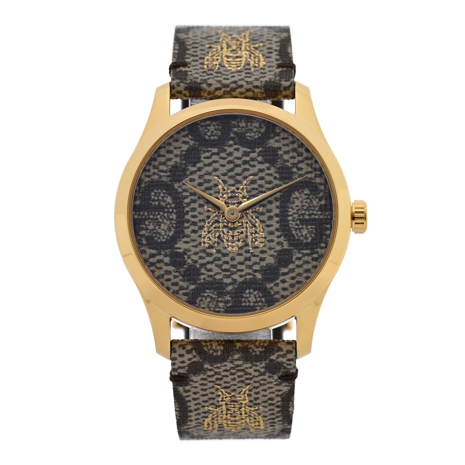 Stainless Steel Canvas 38mm G-Timeless GG Supreme Bee Quartz Watch Brown