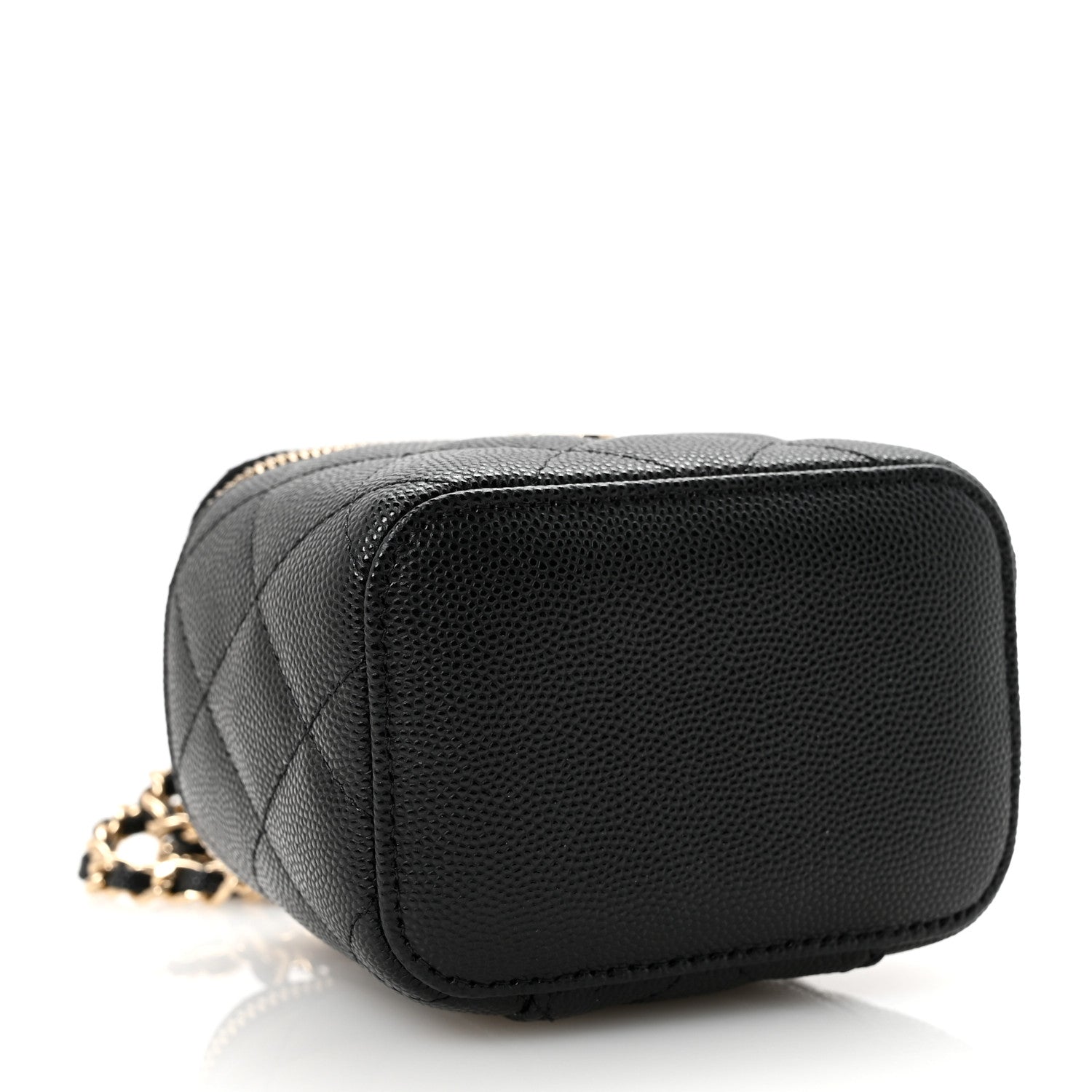 Caviar Quilted Mini Vanity Case With Chain Black