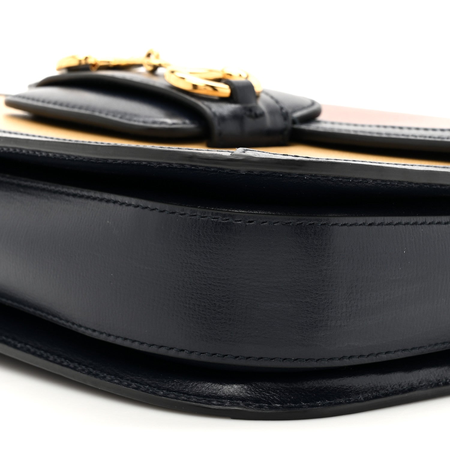 Azalea Calfskin Tri-Color Horsebit 1955 Shoulder Bag New Cherry Red Sun Oil Blue