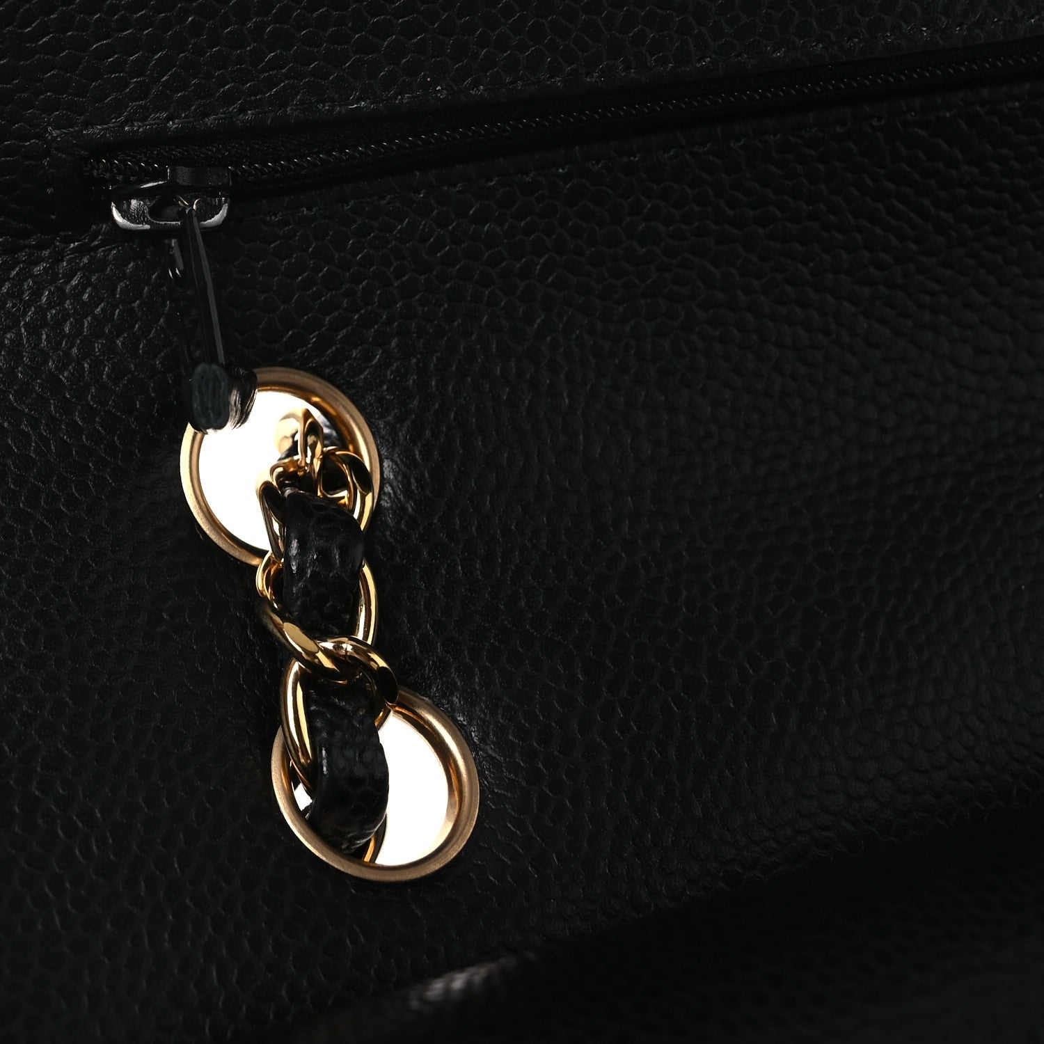 Caviar Quilted Medium Double Flap Black