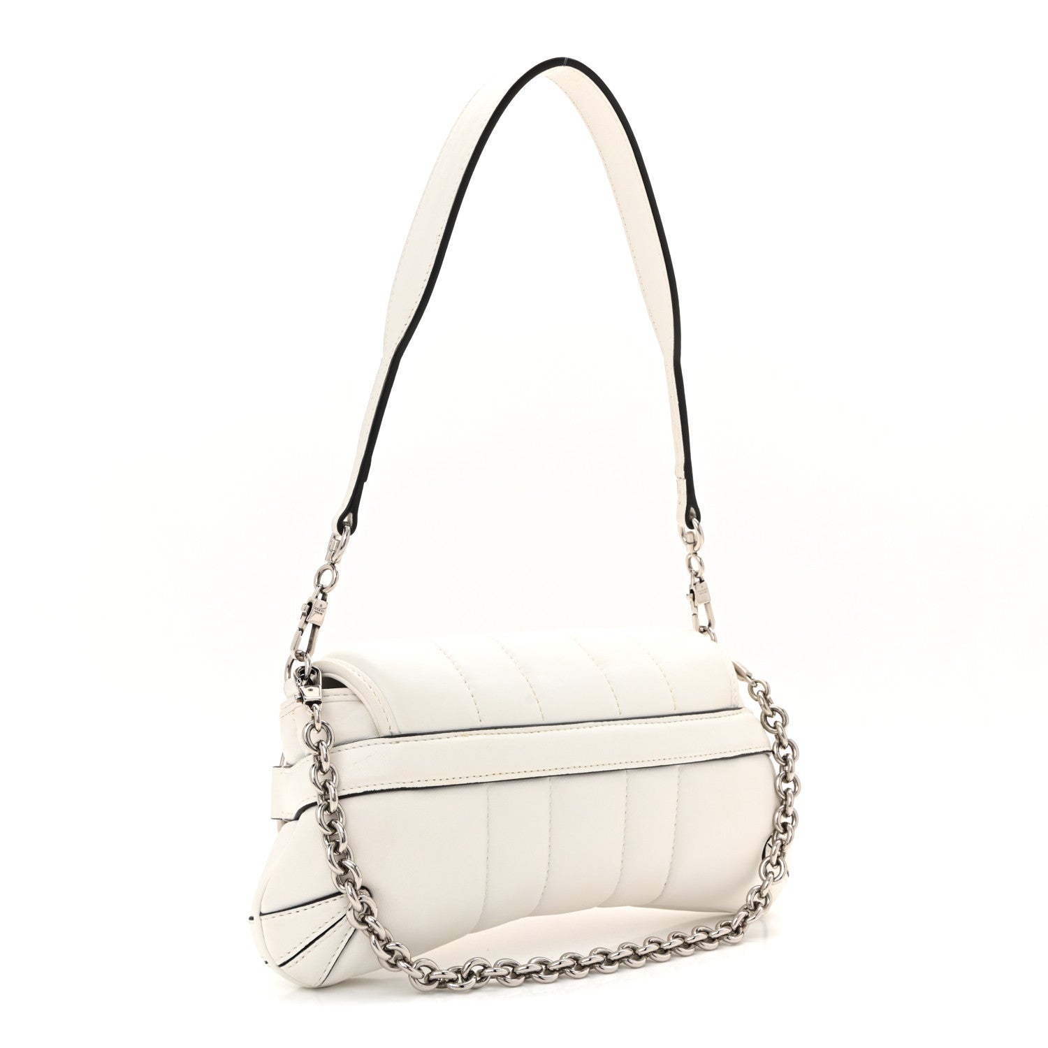 Nappa Vertical Matelasse Small Maxi Horsebit Chain Shoulder Bag Great White