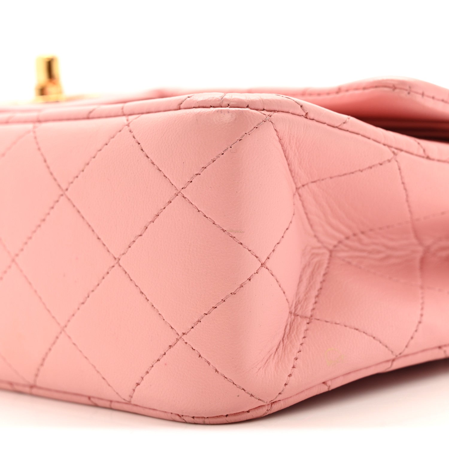 Lambskin Quilted Medium Double Flap Light Pink