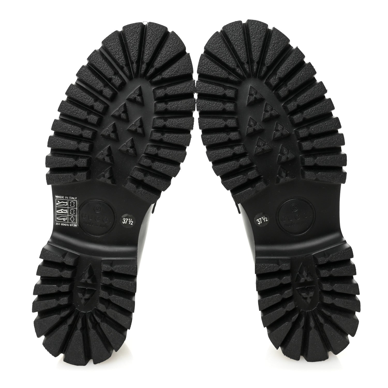 Calfskin Crystal Womens Horsebit Platform Lug Sole Loafers 37.5 Black