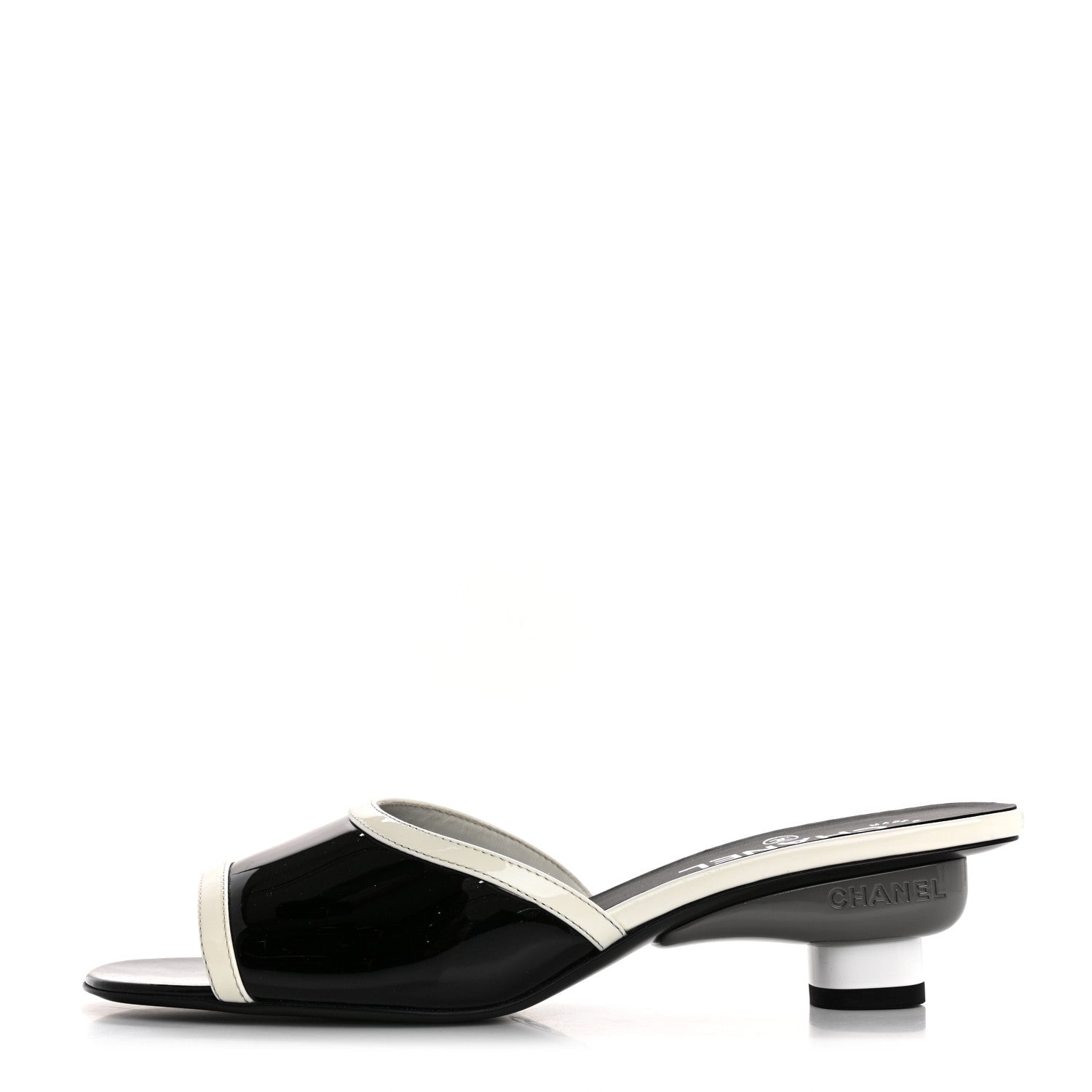 Patent Calfskin Mules  39 Black White Grey